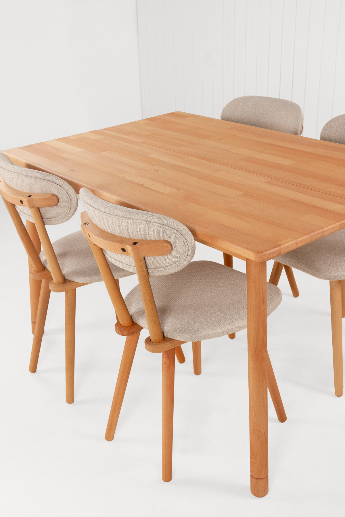 6 Kişilik Alaçatı Masif Kayın Masa, Limbo Sandalye Yemek Masası Takımı 130x80 cm