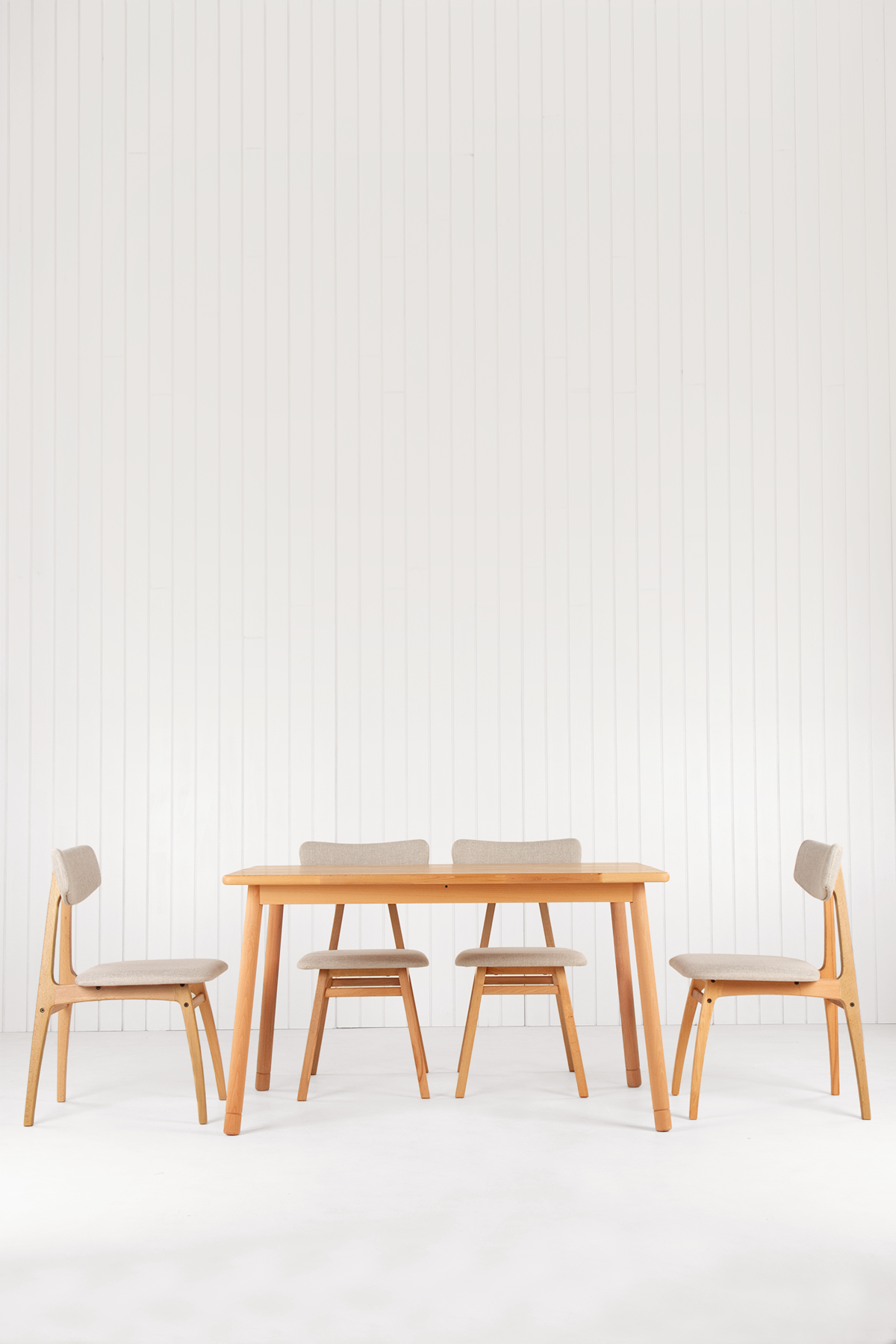 6 Kişilik Alaçatı Masif Kayın Masa, Uni Sandalye Yemek Masası Takımı 130x80 cm
