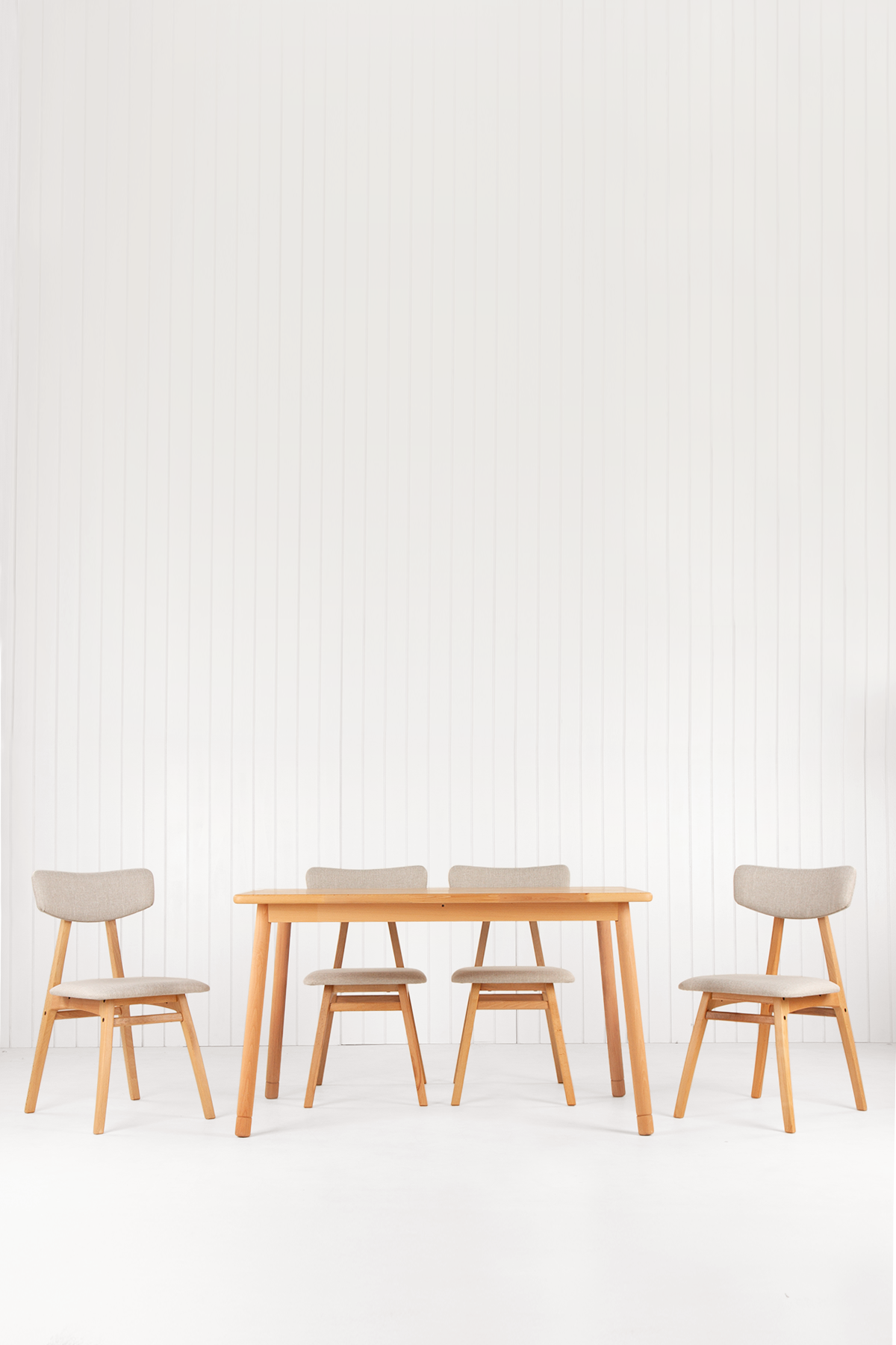 6 Kişilik Alaçatı Masif Kayın Masa, Uni Sandalye Yemek Masası Takımı 130x80 cm