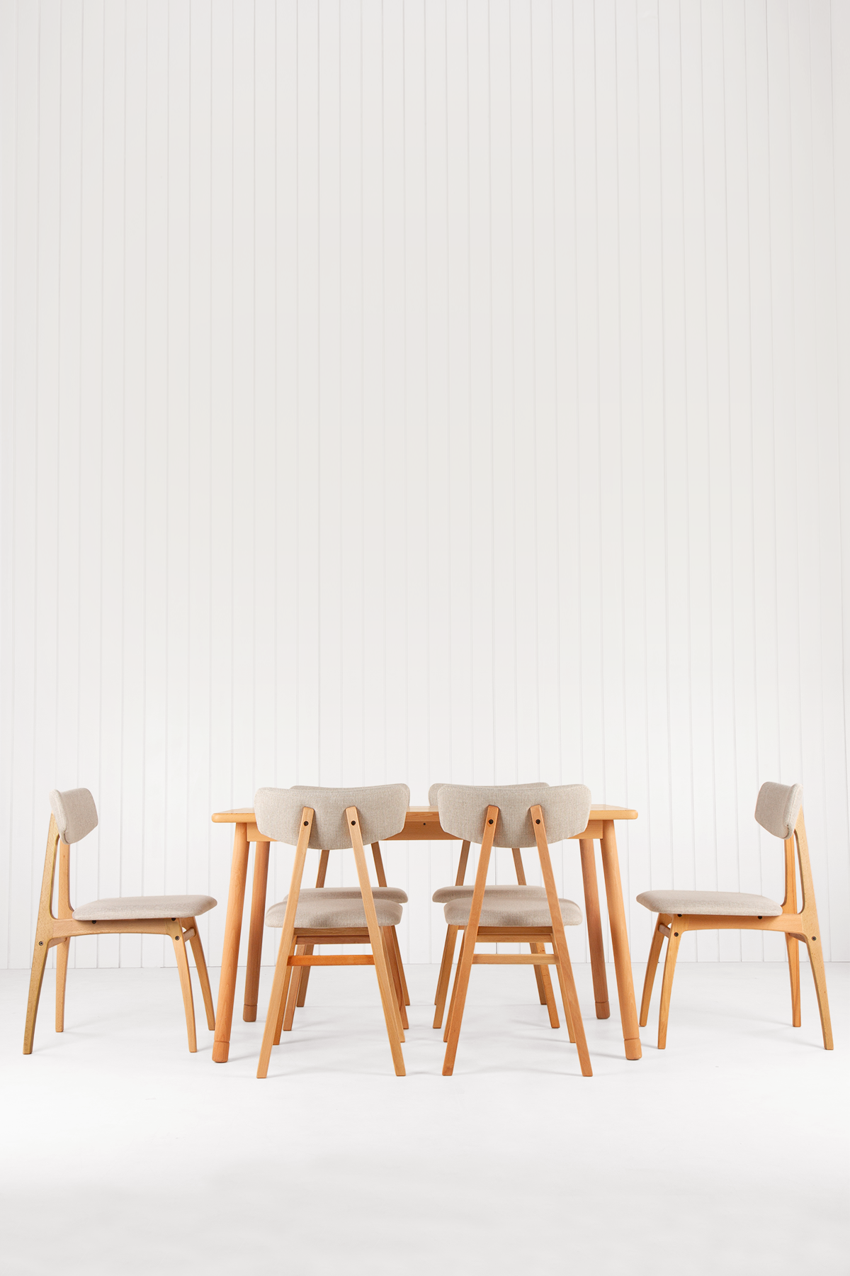 6 Kişilik Alaçatı Masif Kayın Masa, Uni Sandalye Yemek Masası Takımı 130x80 cm