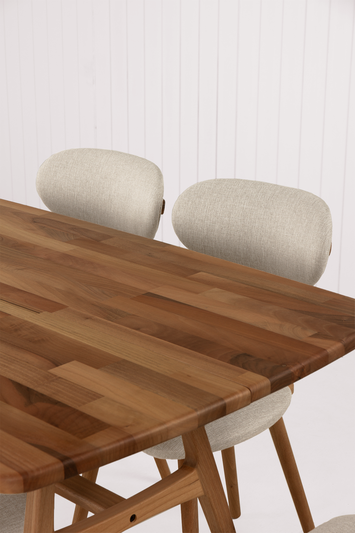 6 Kişilik Slim Masif Ceviz Masa, Limbo Sandalye Yemek Masası Takımı 160x80 cm