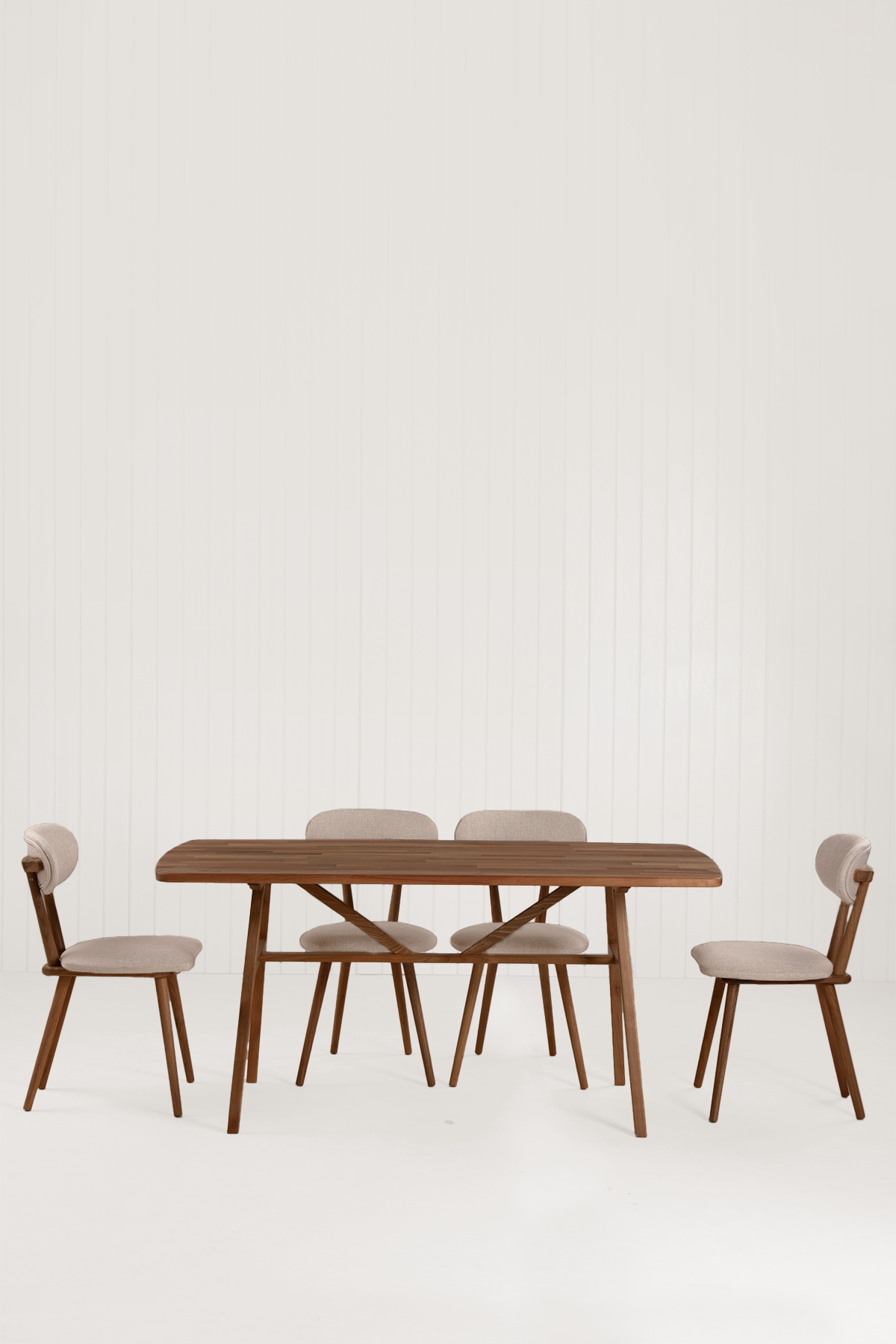 6 Kişilik Slim Masif Ceviz Masa, Limbo Sandalye Yemek Masası Takımı 160x80 cm