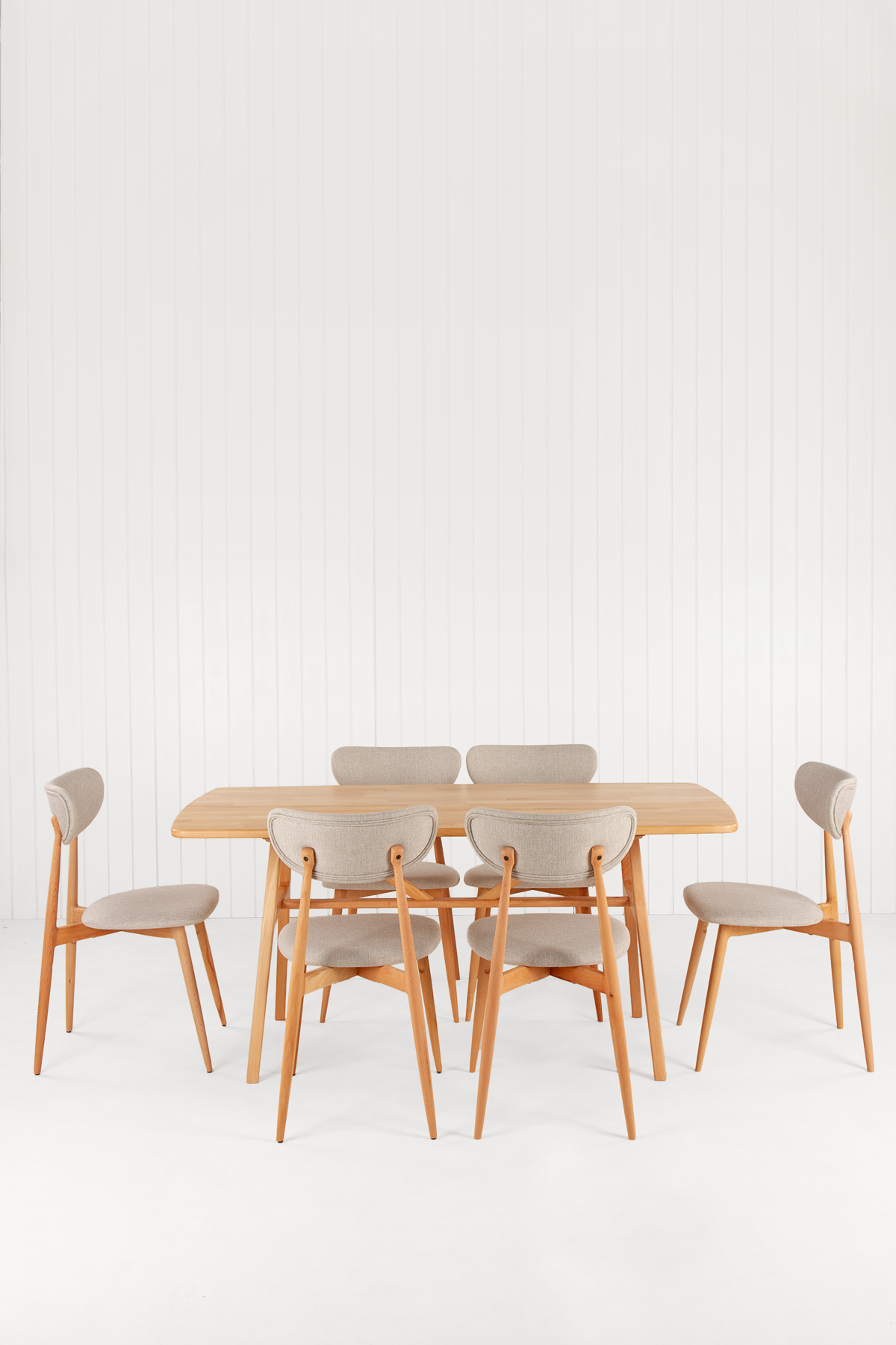 6 Kişilik Slim Masif Kayın Masa, Elegance Sandalye Yemek Masası Takımı 160x80 cm