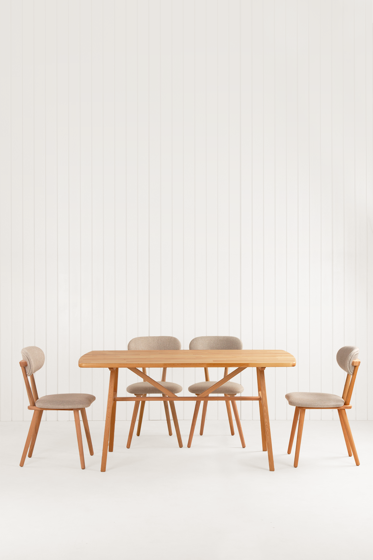 6 Kişilik Slim Masif Kayın Masa, Limbo Sandalye Yemek Masası Takımı 150x80 cm
