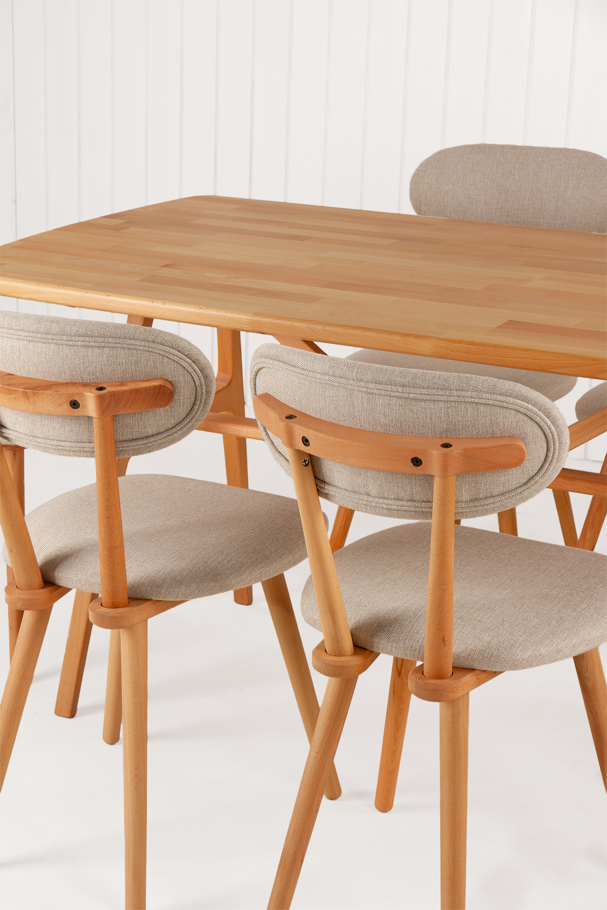 6 Kişilik Slim Masif Kayın Masa, Limbo Sandalye Yemek Masası Takımı 150x80 cm