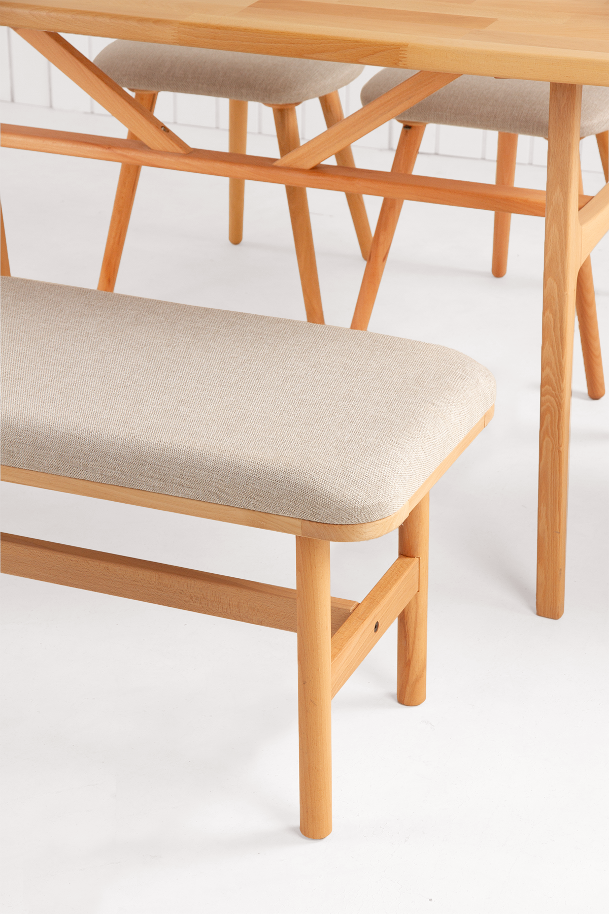 6 Kişilik Slim Masif Kayın Masa, Limbo Sandalye ve Alaçatı Bench, Yemek Masası Takımı 150x80 cm