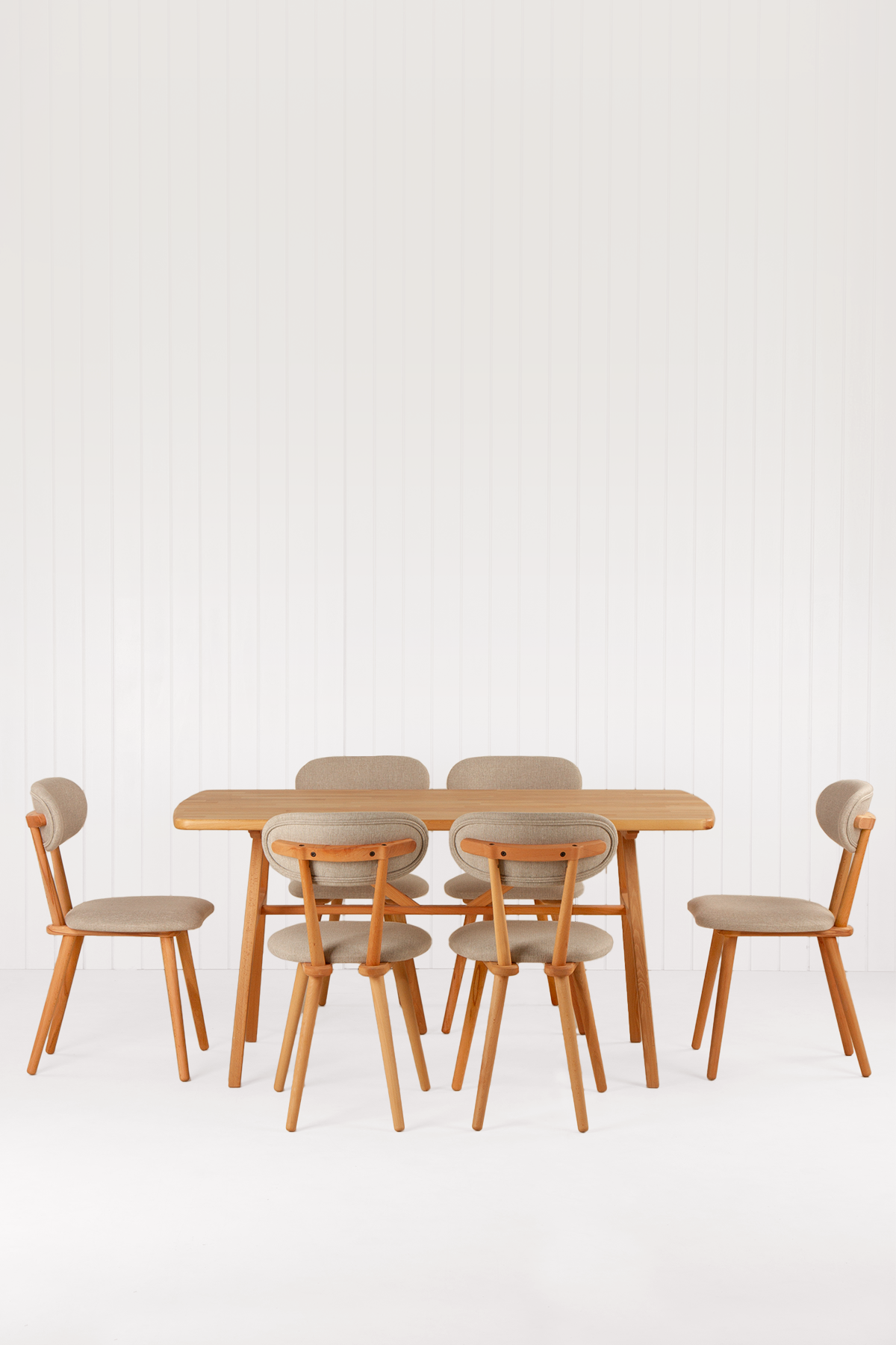 6 Kişilik Slim Masif Kayın Masa, Limbo Sandalye Yemek Masası Takımı 150x80 cm