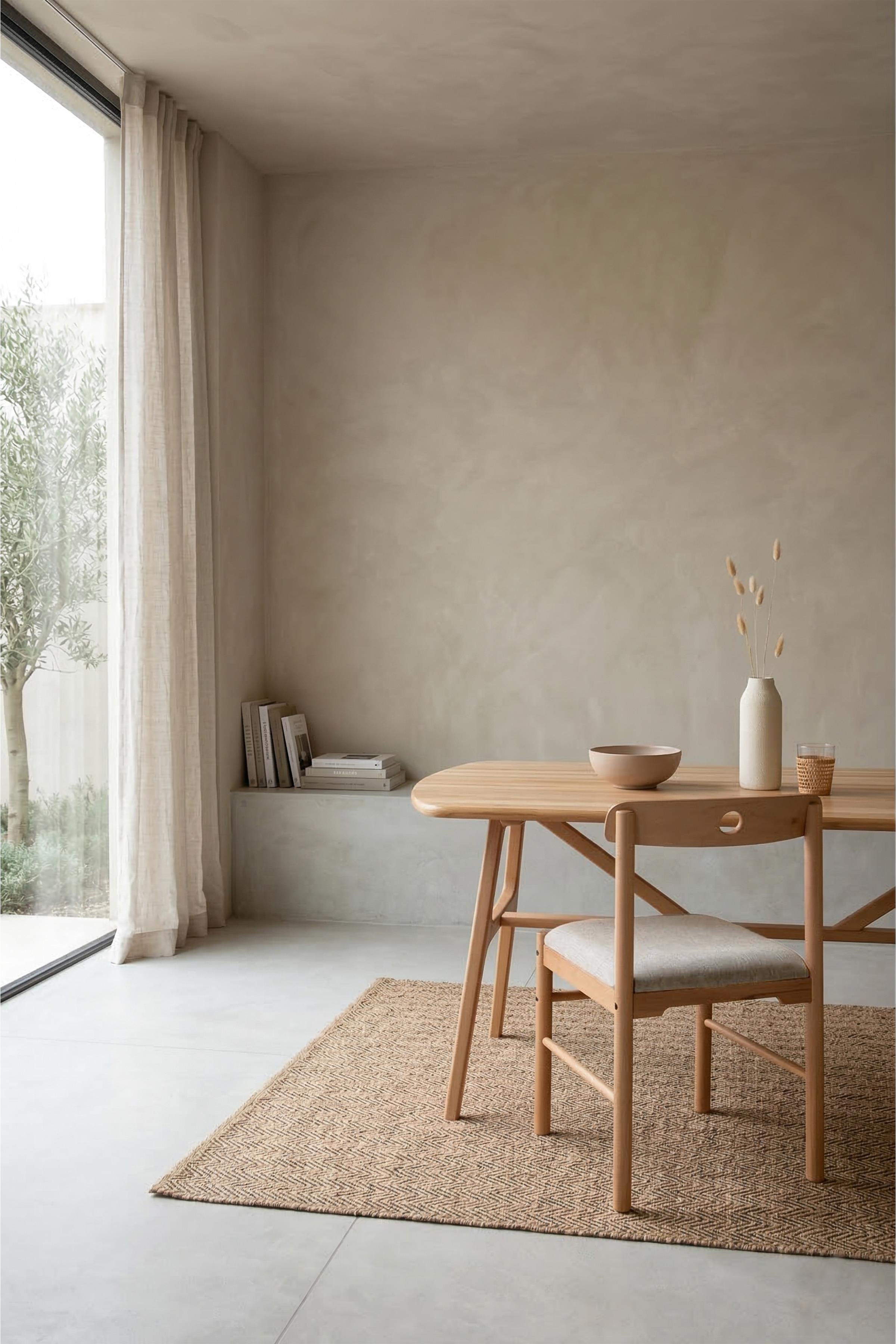 6 Kişilik Slim Masif Kayın Masa Takımı, 6 Adet Alaçatı sandalye - 150x80