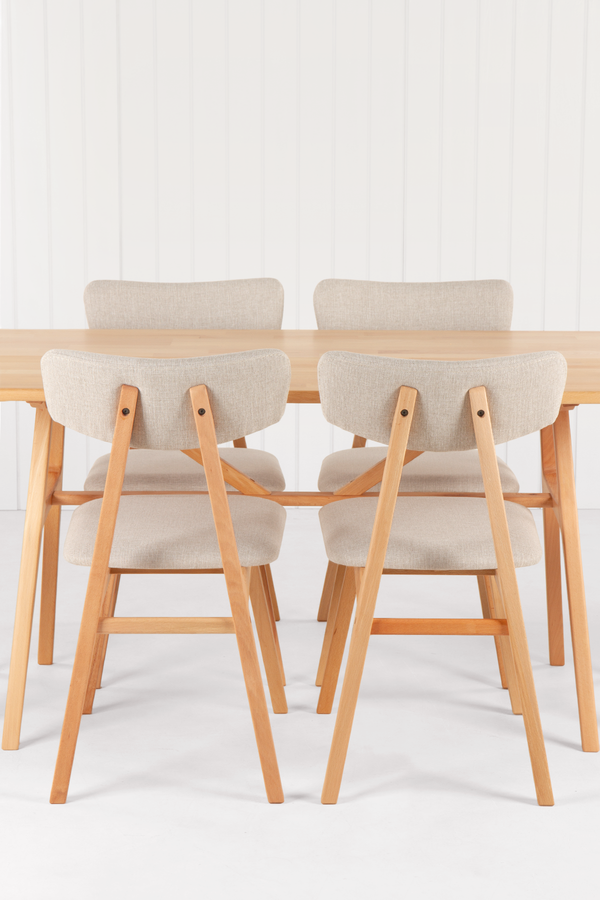 6 Kişilik Slim Masif Kayın Masa, Uni Sandalye Yemek Masası Takımı 160x80 cm