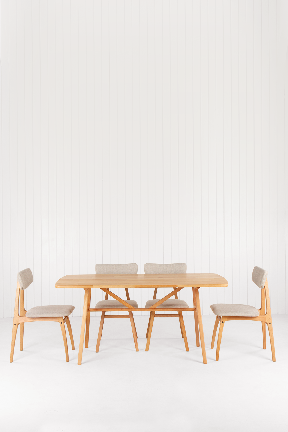 6 Kişilik Slim Masif Kayın Masa, Uni Sandalye Yemek Masası Takımı 160x80 cm