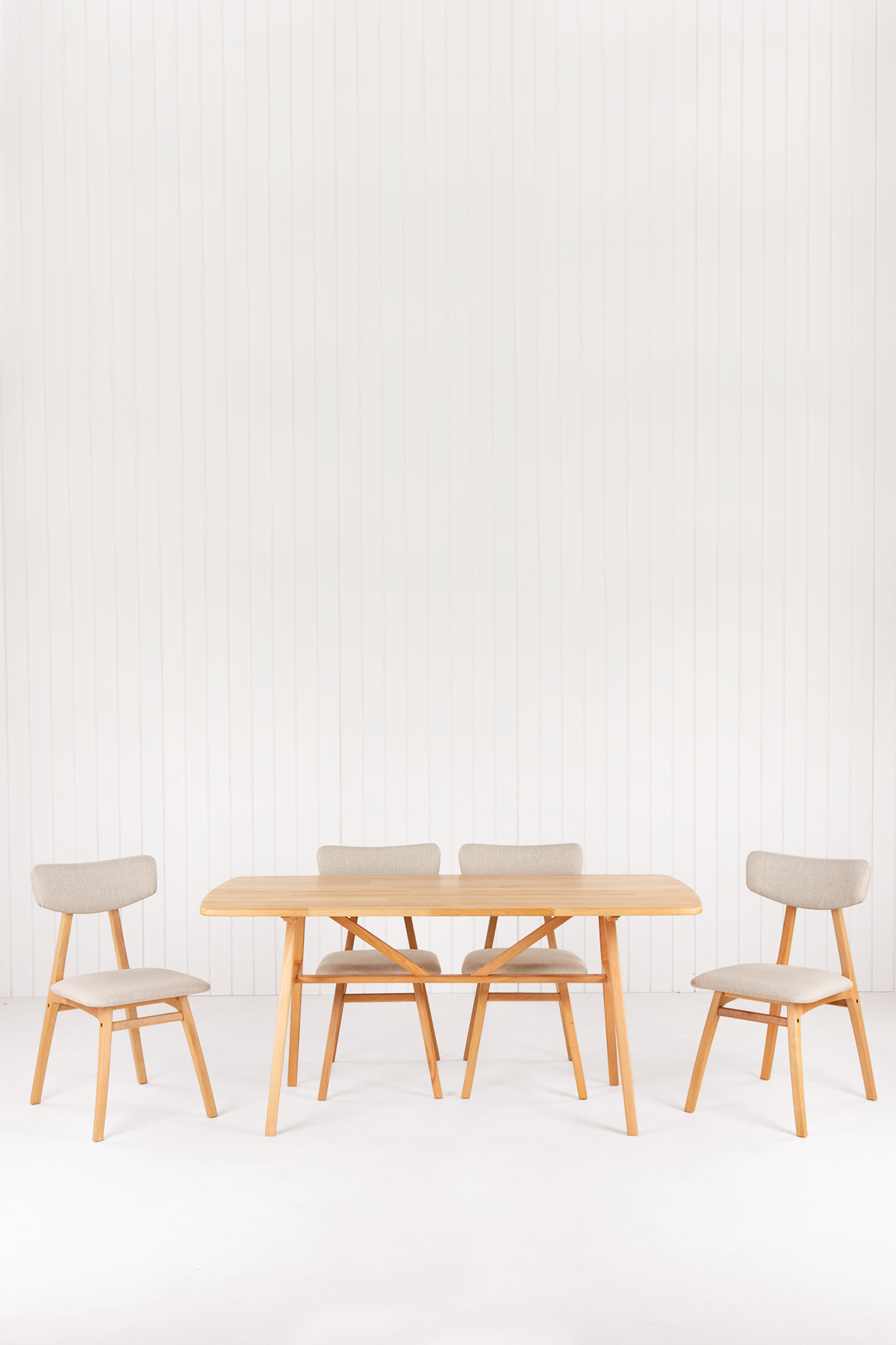 6 Kişilik Slim Masif Kayın Masa, Uni Sandalye Yemek Masası Takımı 160x80 cm
