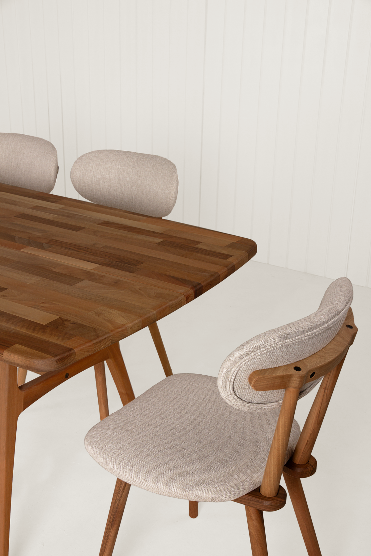 8 Kişilik Slim Masif Ceviz Masa, Limbo Sandalye Yemek Masası Takımı 180x80 cm