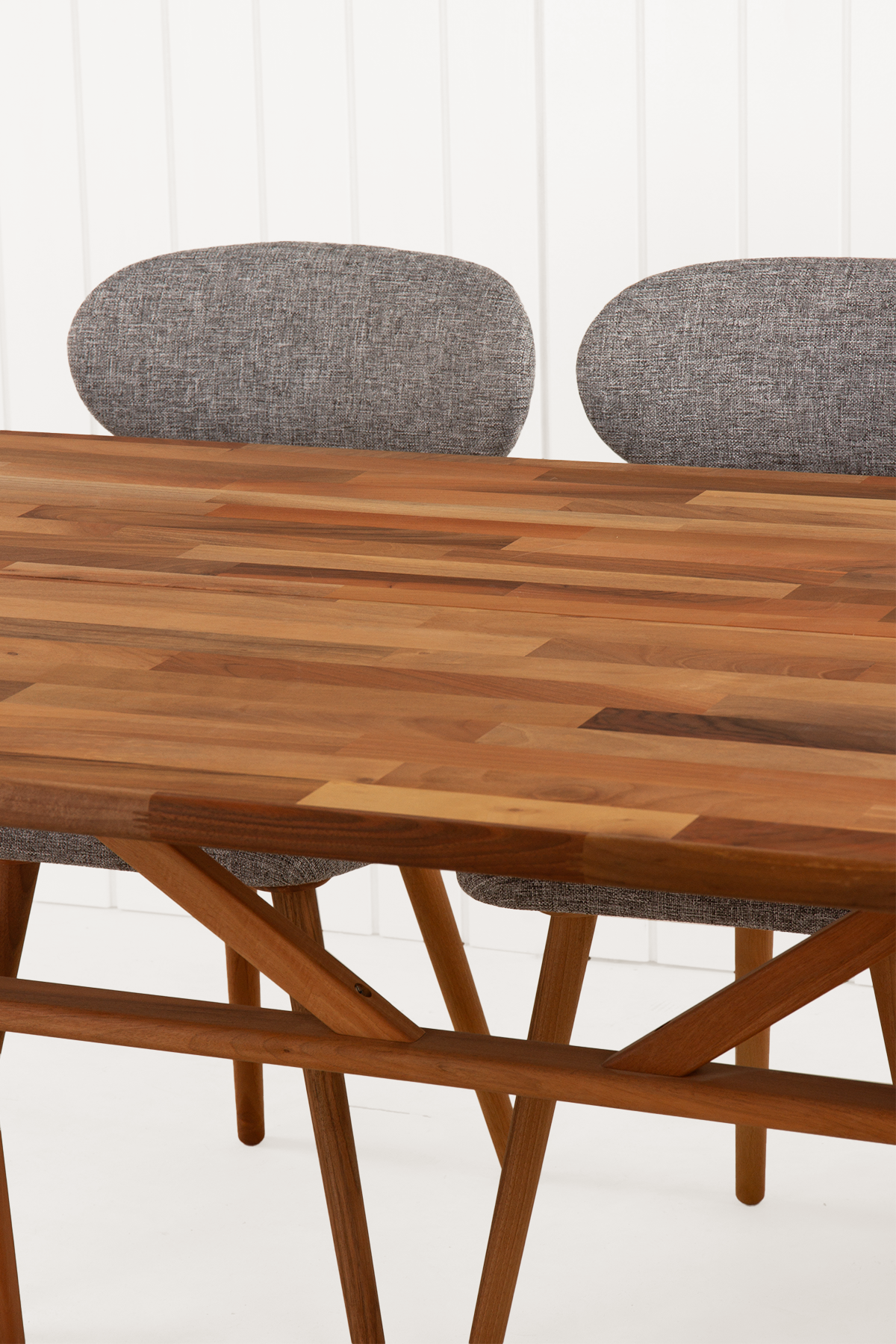 8 Kişilik Slim Masif Ceviz Masa, Limbo Sandalye ve Alaçatı Bench, Yemek Masası Takımı 180x80 cm