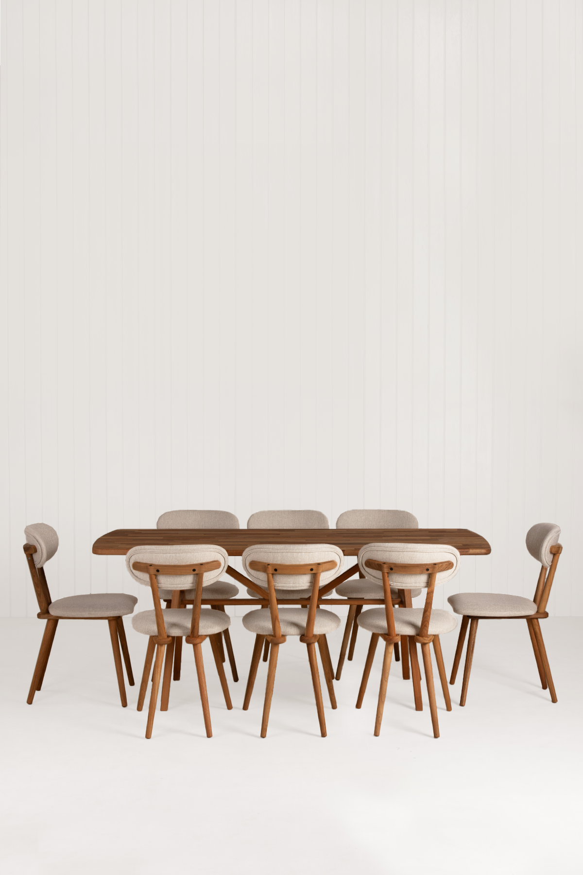 8 Kişilik Slim Masif Ceviz Masa, Limbo Sandalye Yemek Masası Takımı 180x80 cm