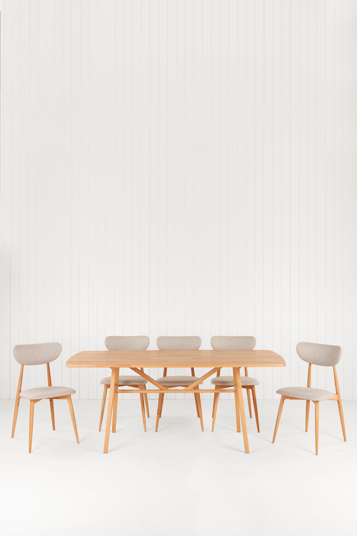 8 Kişilik Slim Masif Kayın Masa, Elegance Sandalye Yemek Masası Takımı 180x80 cm