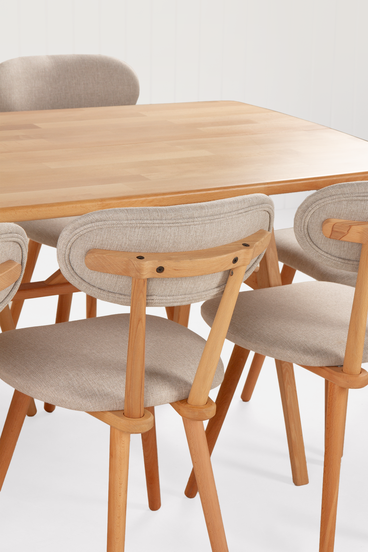 8 Kişilik Slim Masif Kayın Masa, Limbo Sandalye Yemek Masası Takımı 180x80 cm