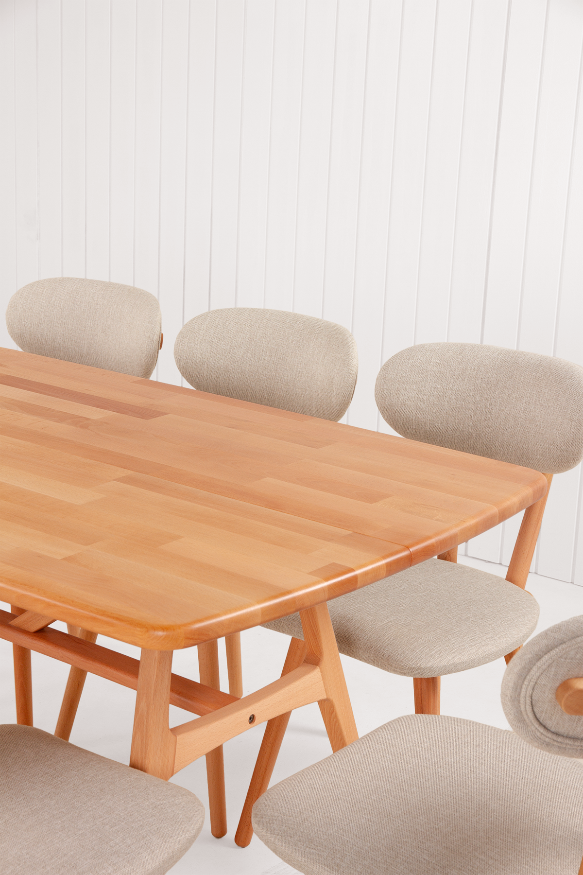 8 Kişilik Slim Masif Kayın Masa, Limbo Sandalye Yemek Masası Takımı 180x80 cm