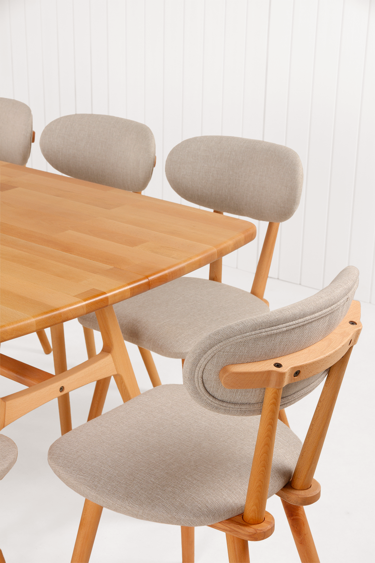8 Kişilik Slim Masif Kayın Masa, Limbo Sandalye Yemek Masası Takımı 180x80 cm