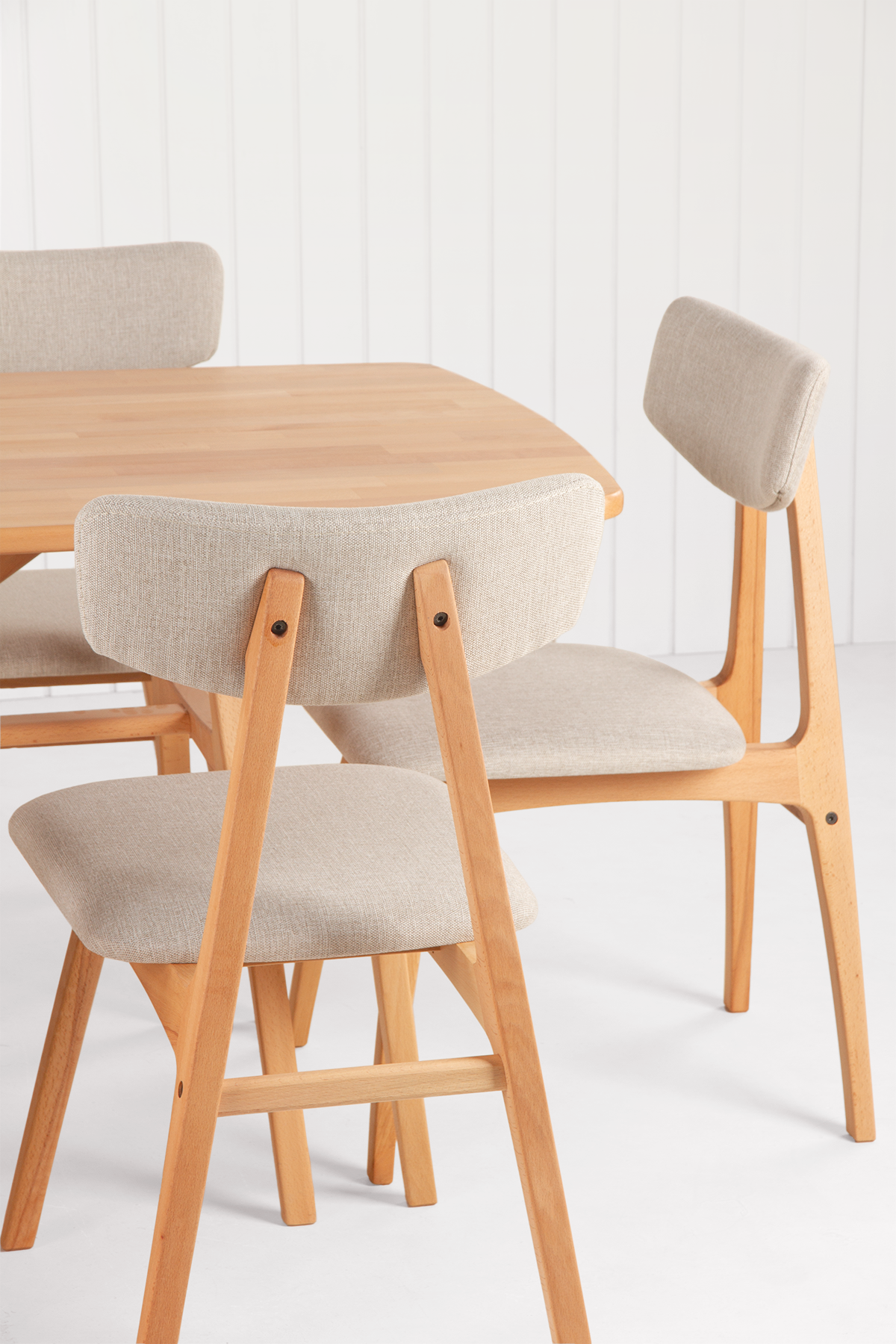 8 Kişilik Slim Masif Kayın Masa, Uni Sandalye Yemek Masası Takımı 180x80 cm