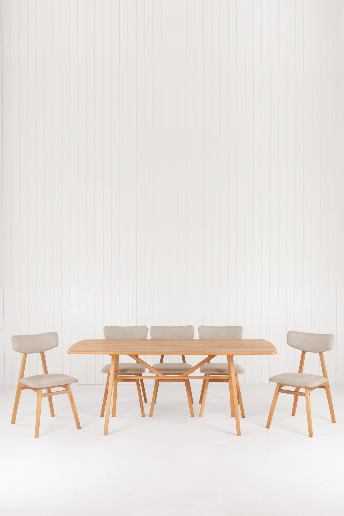 8 Kişilik Slim Masif Kayın Masa, Uni Sandalye Yemek Masası Takımı 180x80 cm