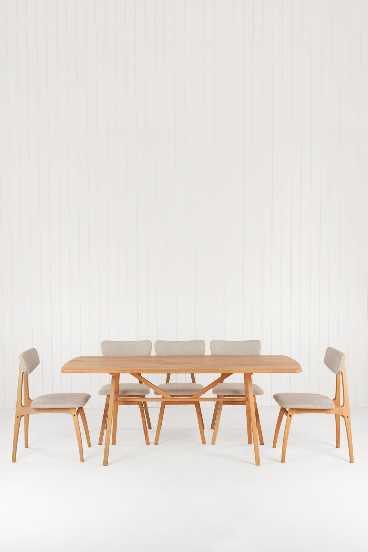 8 Kişilik Slim Masif Kayın Masa, Uni Sandalye Yemek Masası Takımı 180x80 cm