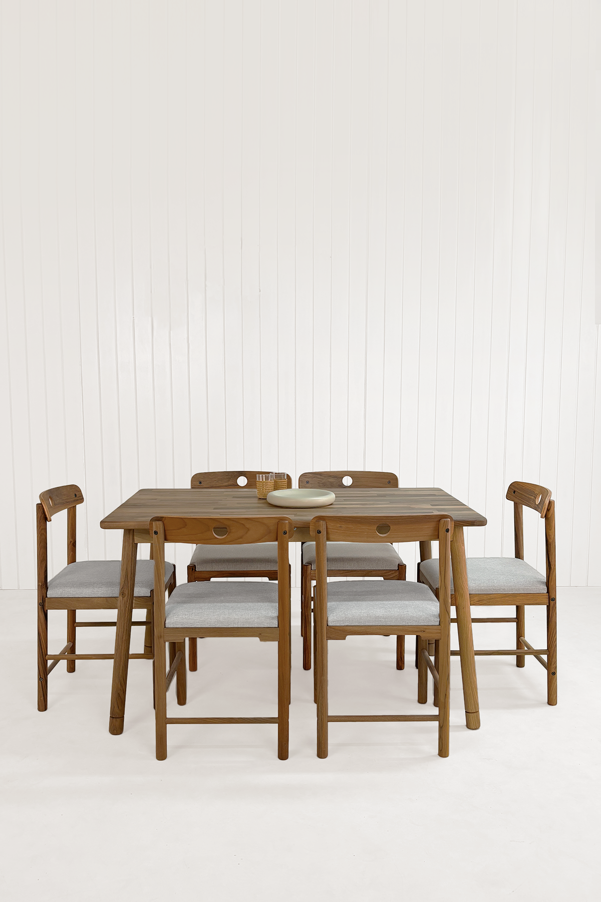 Alaçatı Masif Ceviz Ahşap Masa Takımı, 6 Sandalye  - 130x80
