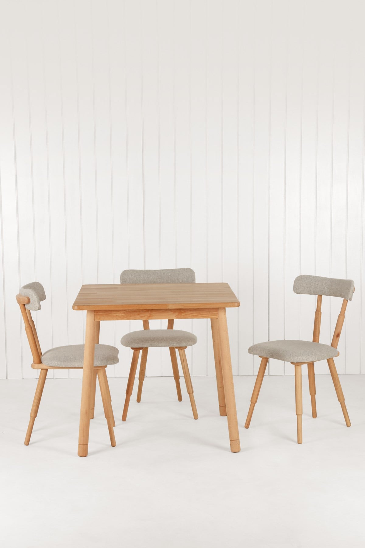 Alaçatı Masif Kayın Ahşap Masa Takımı 4 Adet Nesrin SD Sandalye  80x80 cm 
