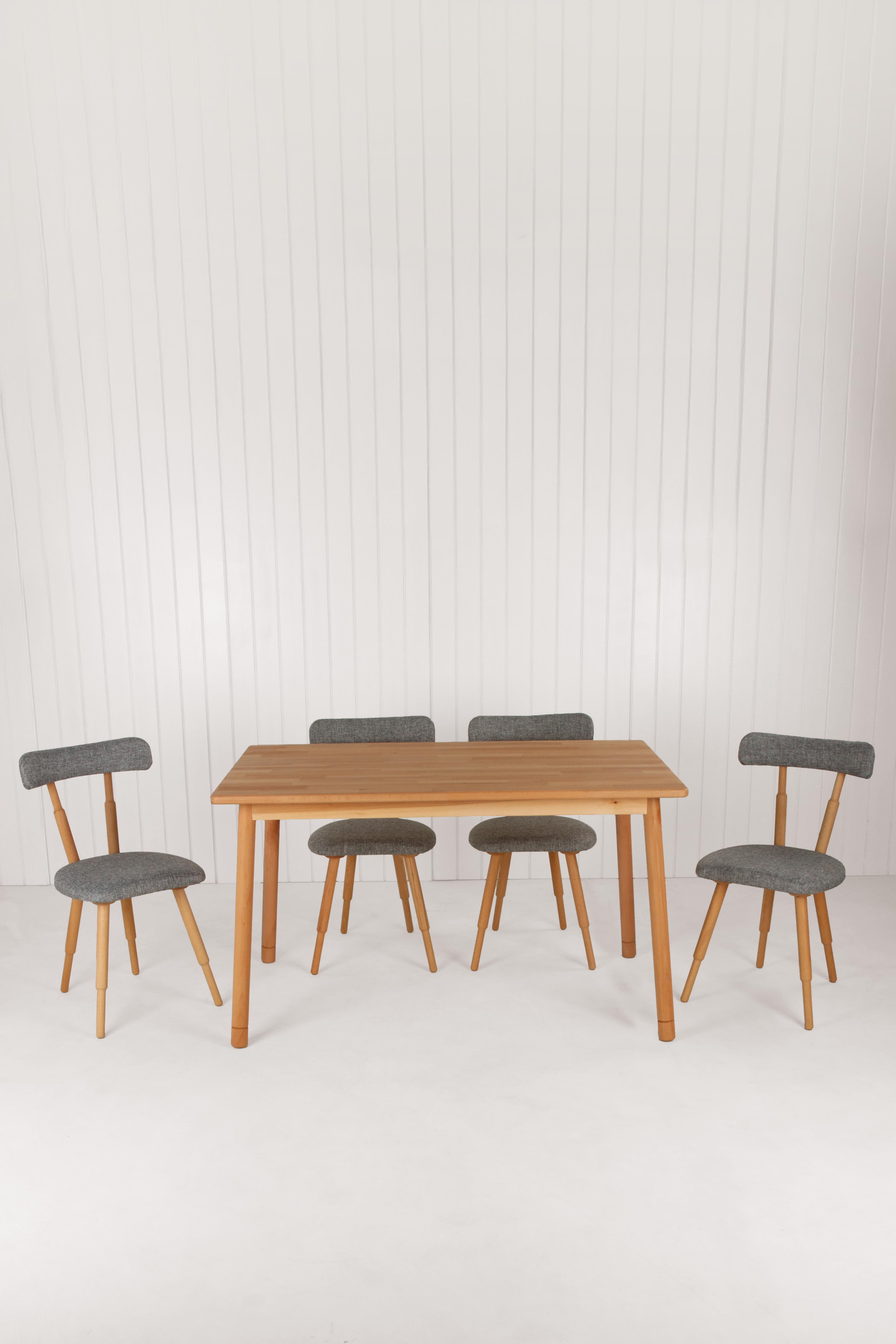 Alaçatı Masif Kayın Masa Takımı, 6 Adet SD Nesrin Kayın Sandalye 130x80 cm