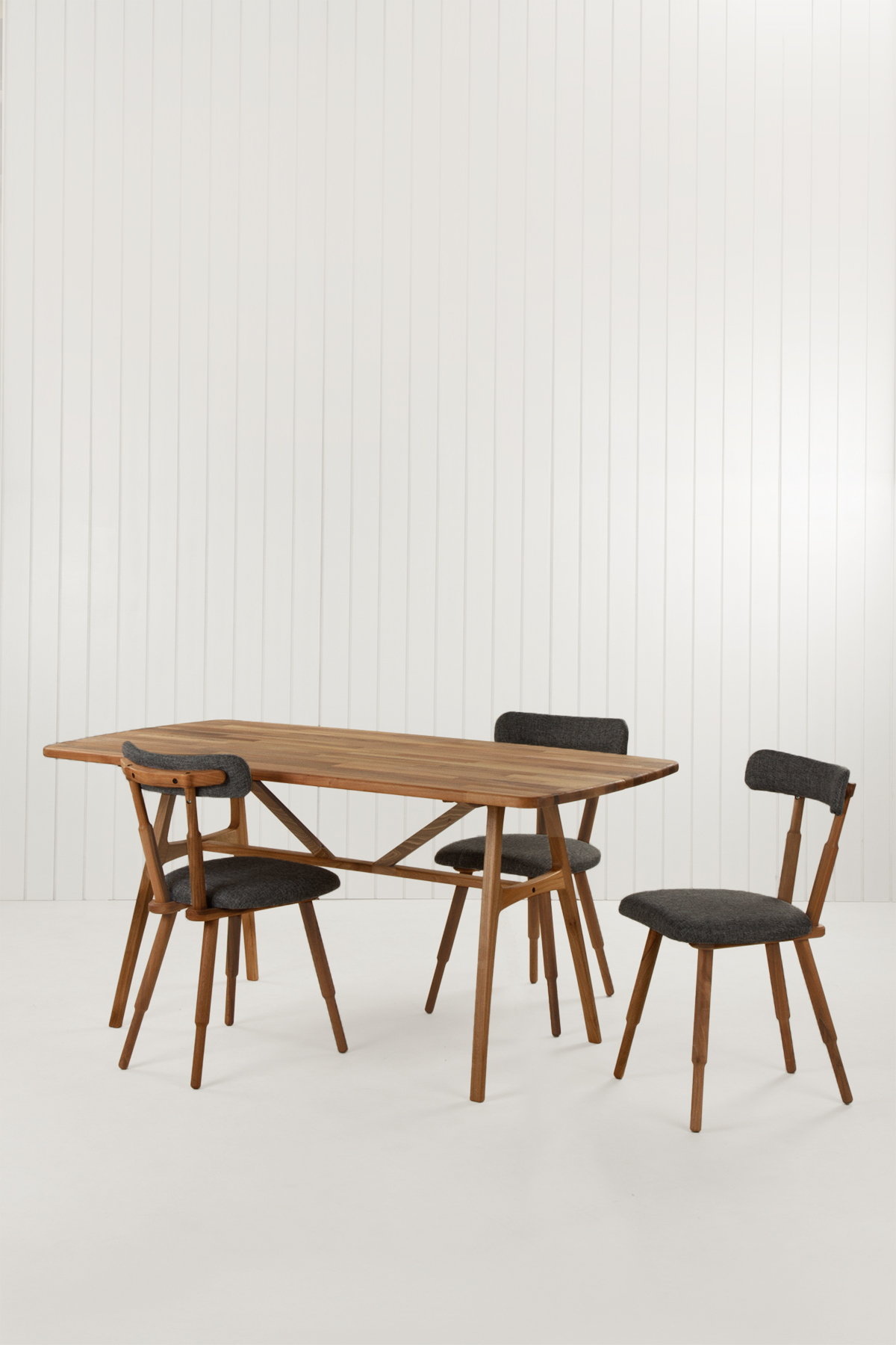 Slim Masif Ceviz Ahşap Masa takımı 6 Adet Nesrin SD Sandalye 150x80 cm