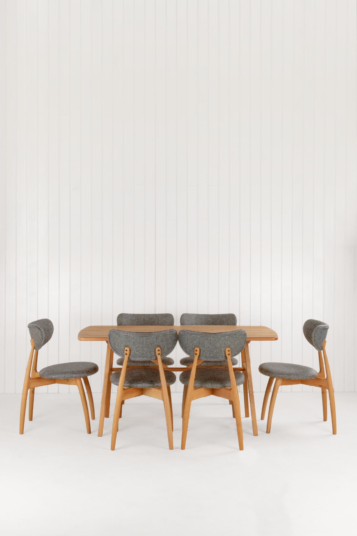 Slim Masif Ceviz Ahşap Masa Takımı, 6 Adet Hug Ceviz Masif Ahşap Sandalye - 160x80 cm 