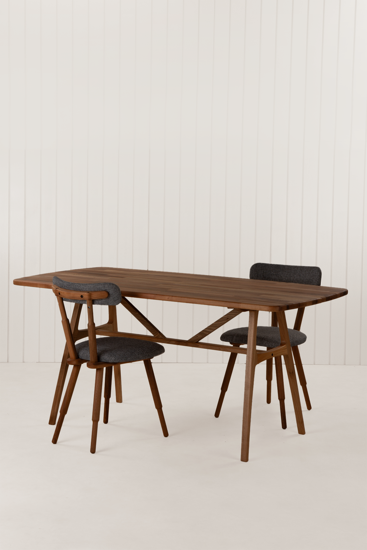 Slim Masif Ceviz Ahşap Masa takımı 6 Adet Nesrin SD Sandalye 150x80 cm