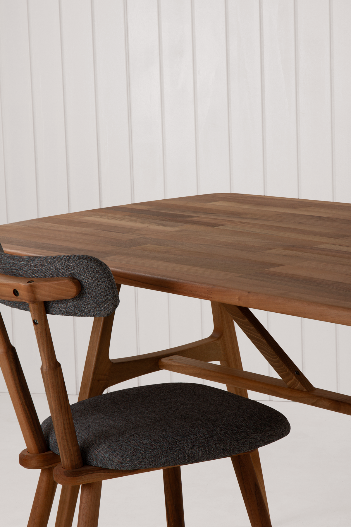 Slim Masif Ceviz Ahşap Masa takımı 6 Adet Nesrin SD Sandalye 150x80 cm