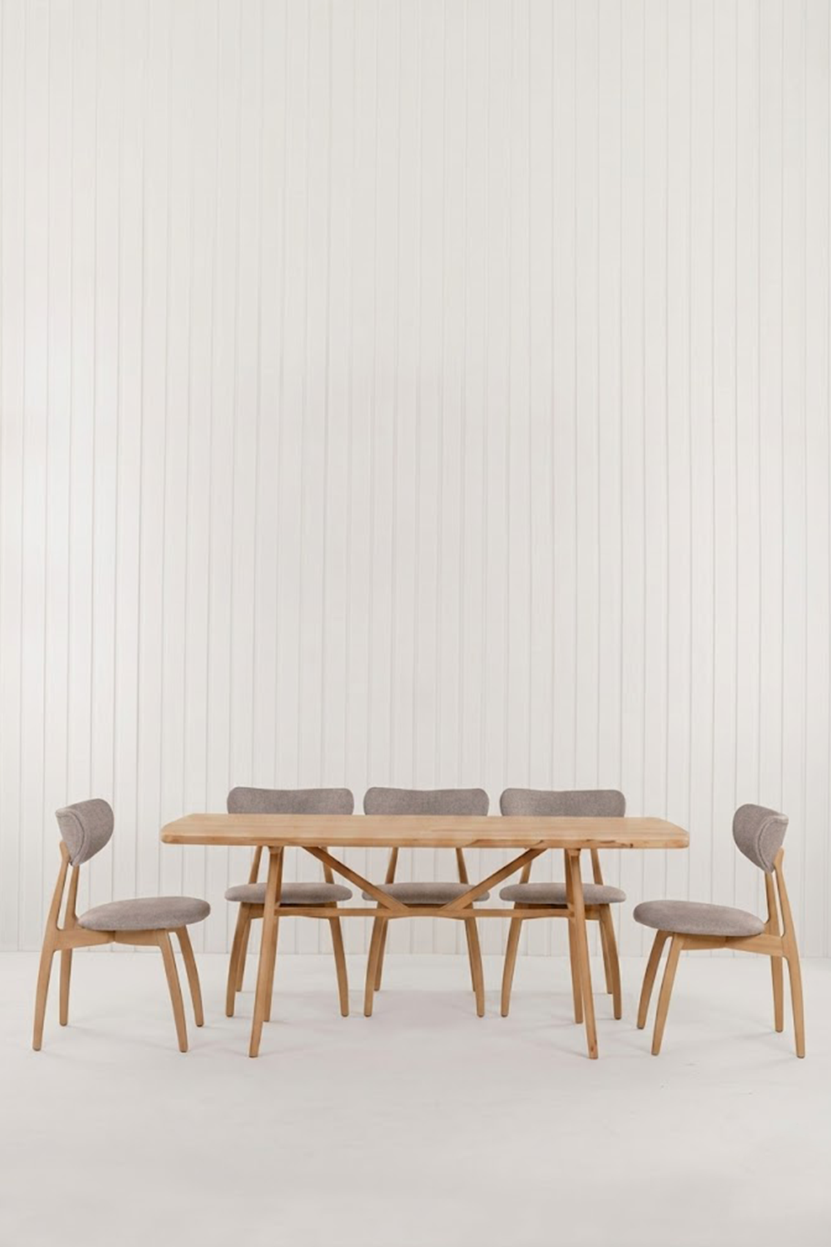 Slim Masif Kayın Ahşap Masa Takımı, 8 Adet Hug Kayın Masif Ahşap Sandalye - 180x80 cm 