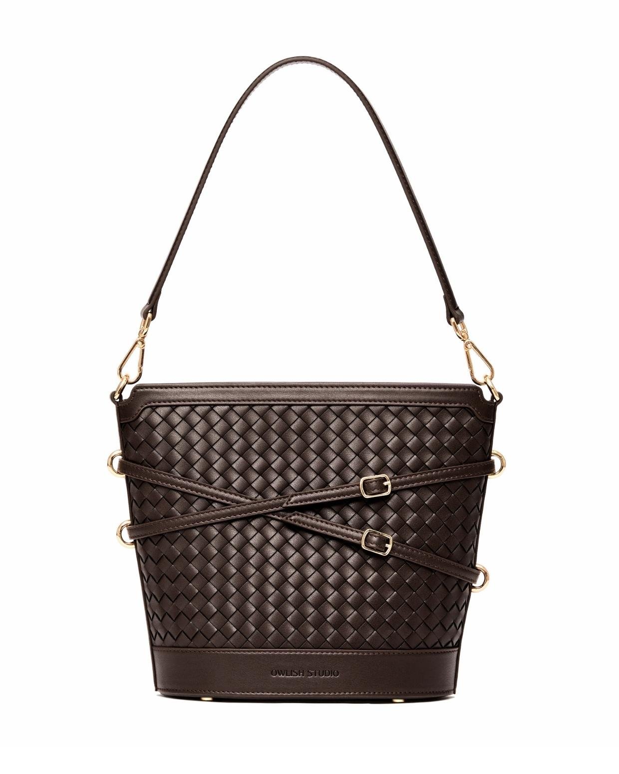 Glacier Woven Bucket Bag - Espresso