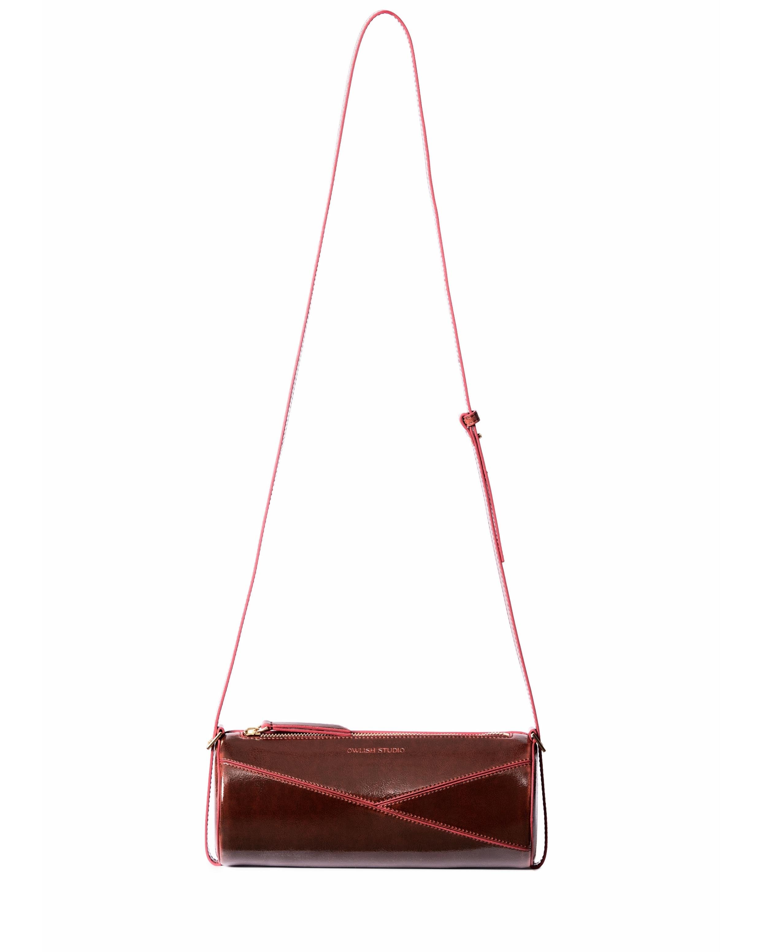 Reef Pull-up Cylinder Bag - Maroon Oak Patent