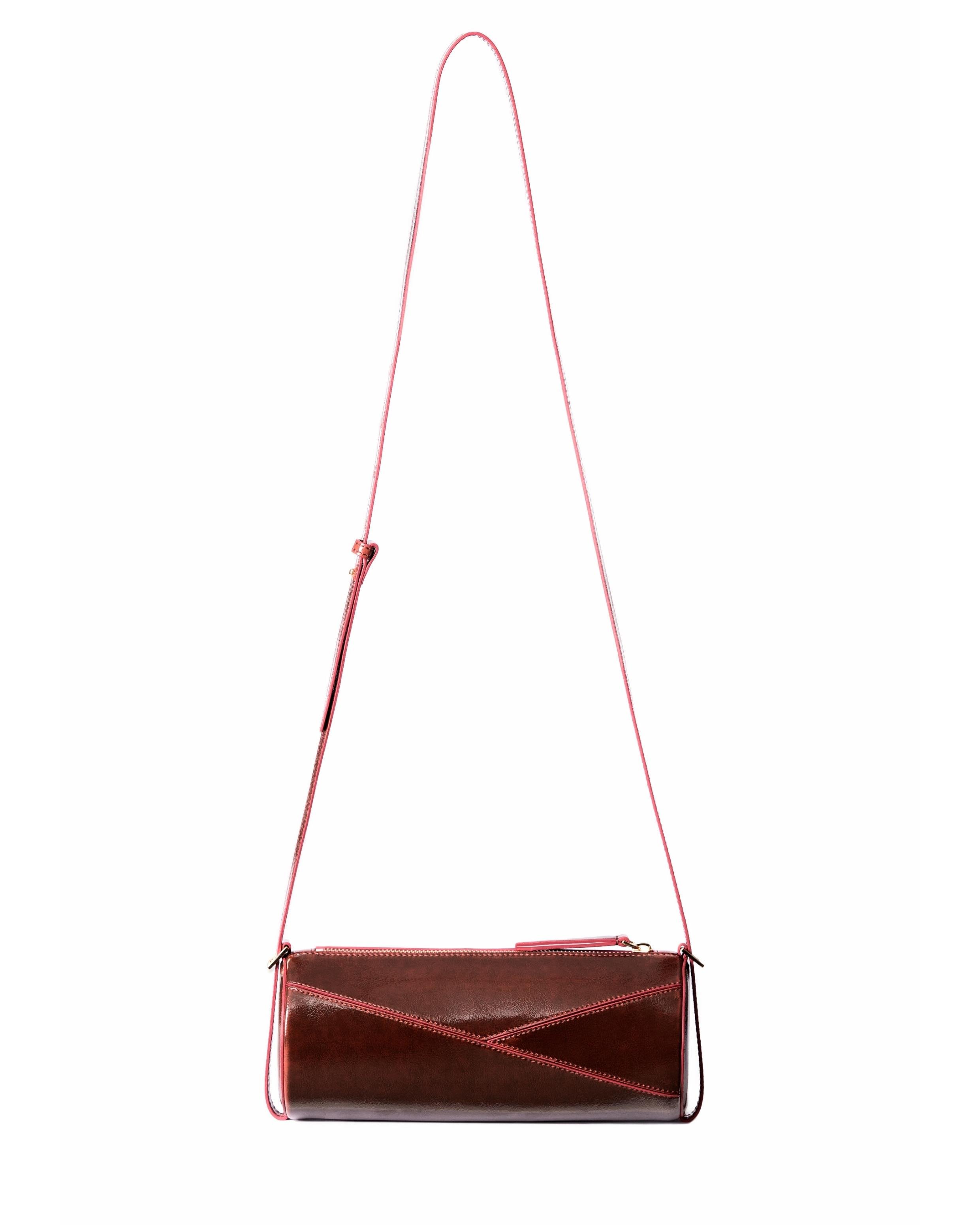 Reef Pull-up Cylinder Bag - Maroon Oak Patent