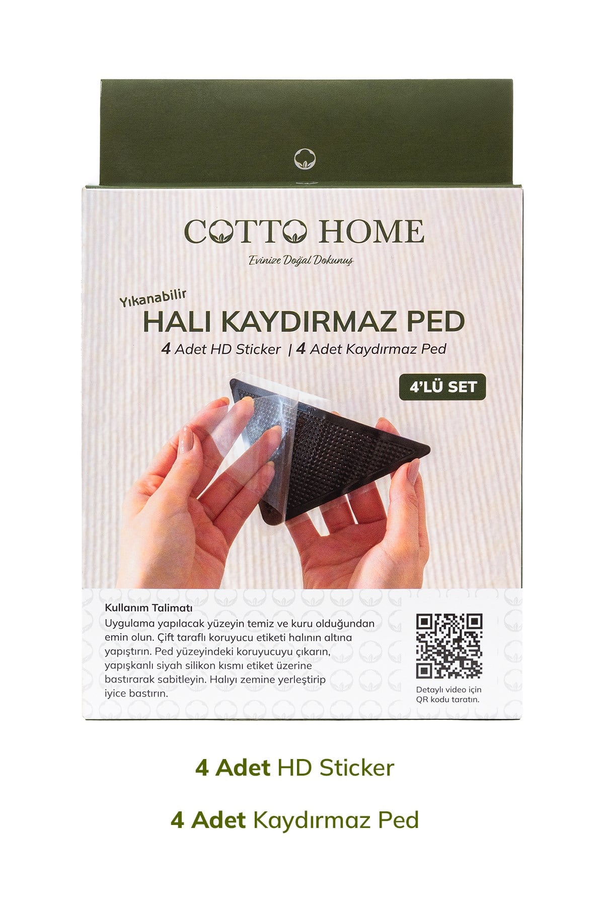Halı Kaydırmaz Ped Kayma Önleyici Tutucu Bant Halı Kilim Altı Zemin Sabitleyici 4 Lü Set