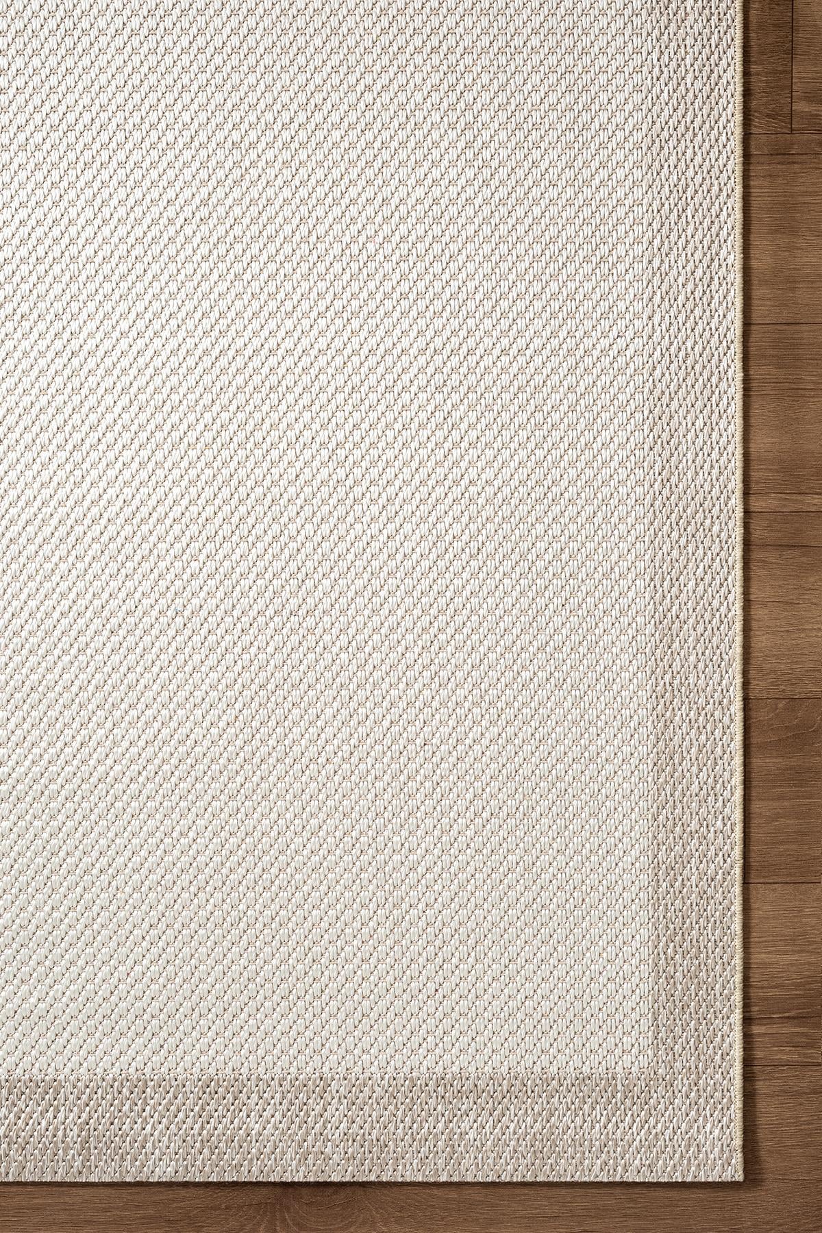 Zeen ZE002W Sisal Bej Beyaz Kolay Temizlenebilir Makinede Yıkanabilir Mutfak Halısı