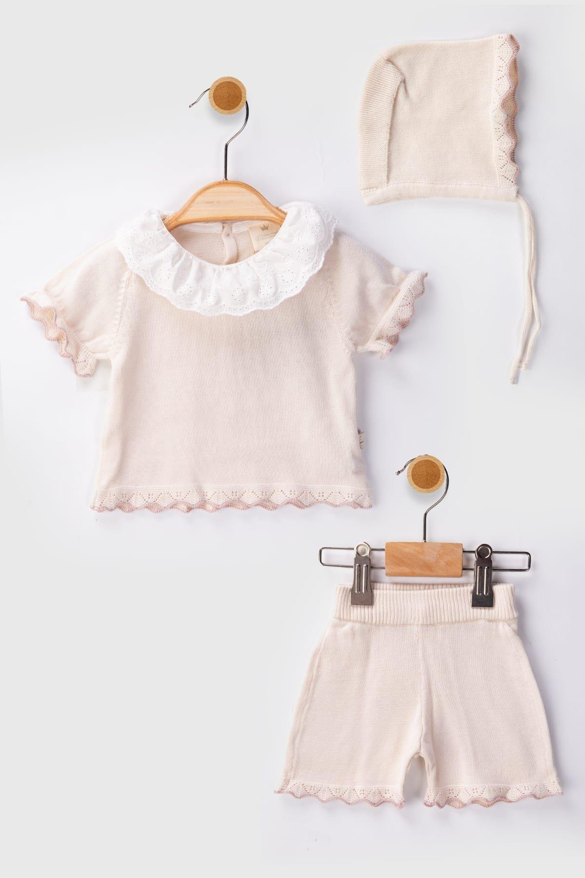 Afra Triko Kız Bebek Örgü 3lü SetAfra Triko Kız Bebek Örgü 3lü Set