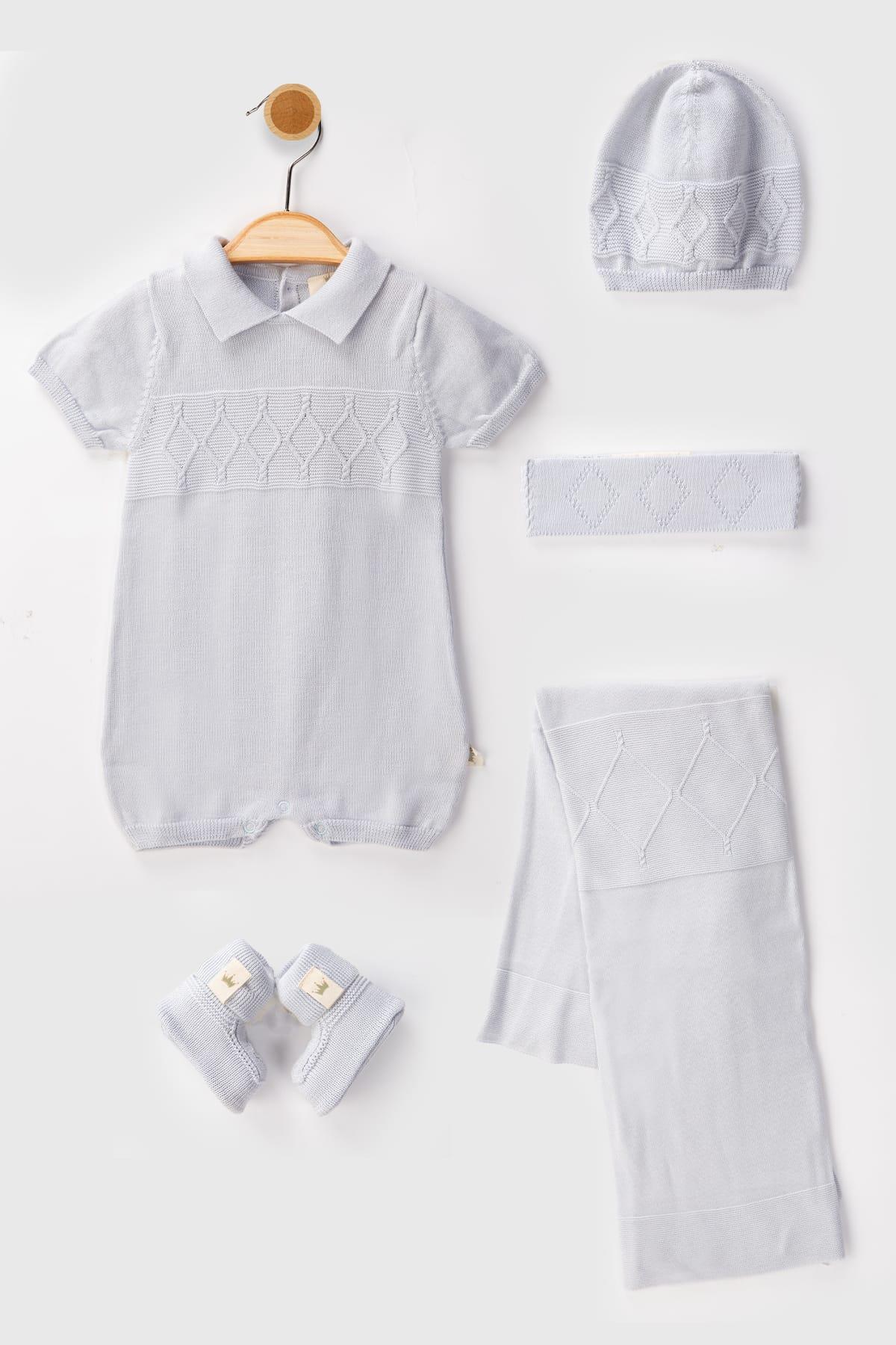 Afra Triko Unisex Bebek Örgü 5li SetAfra Triko Unisex Bebek Örgü 5li Set