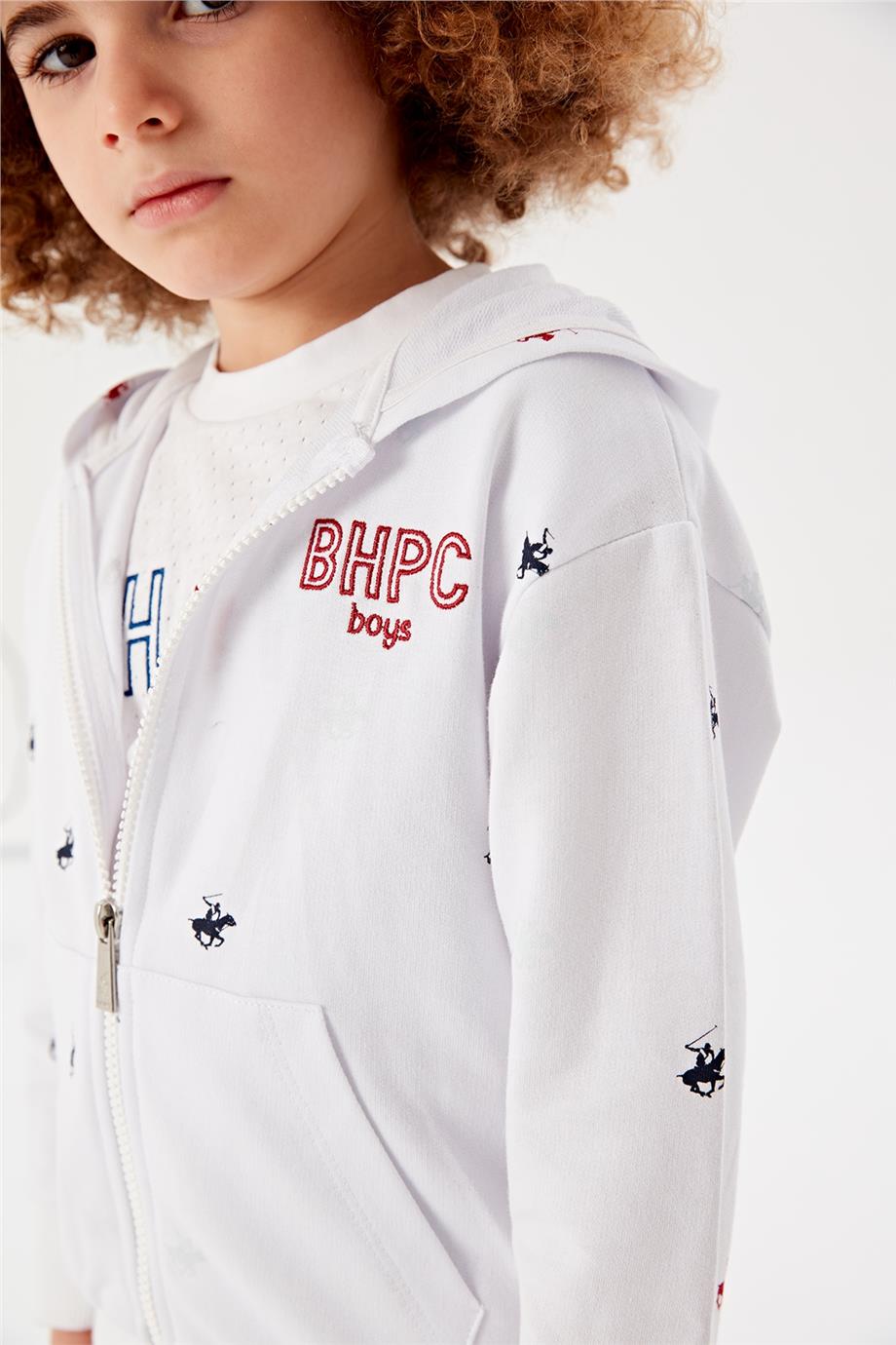Beverly Hills Polo Club Erkek Çocuk Beyaz Eşofman Üstü