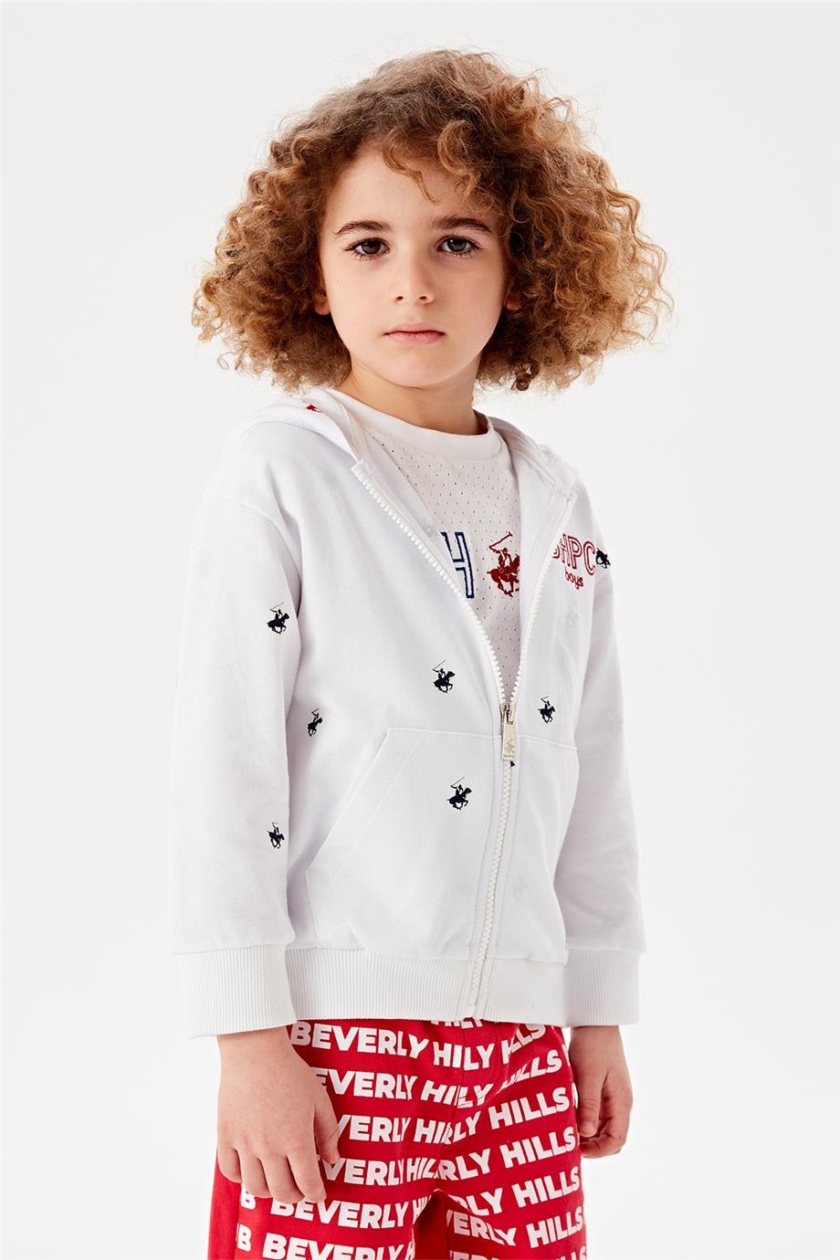 Beverly Hills Polo Club Erkek Çocuk Beyaz Eşofman Üstü