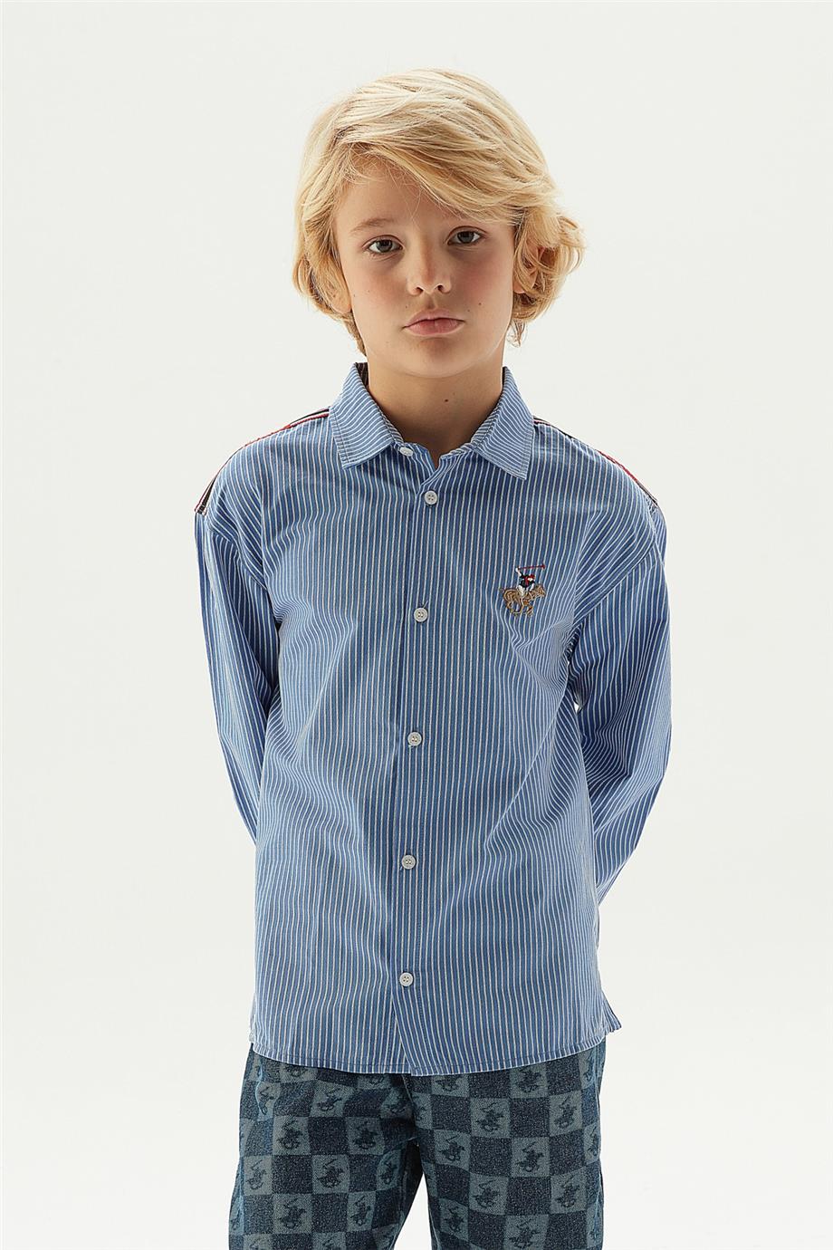 Beverly Hills Polo Club Erkek Çocuk Çizgili Gömlek