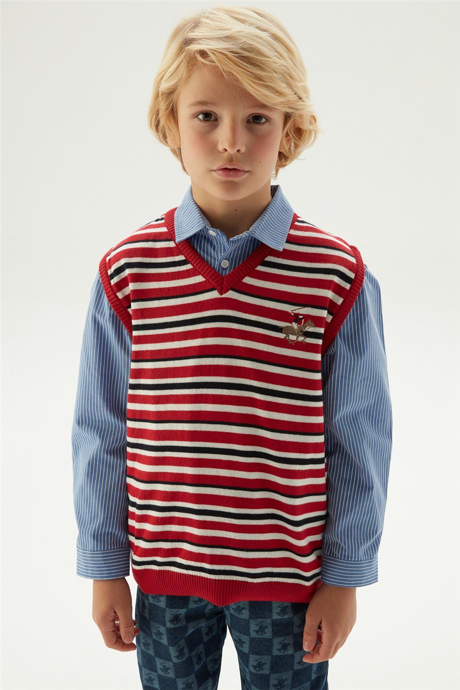 Beverly Hills Polo Club Erkek Çocuk Çizgili Kazak