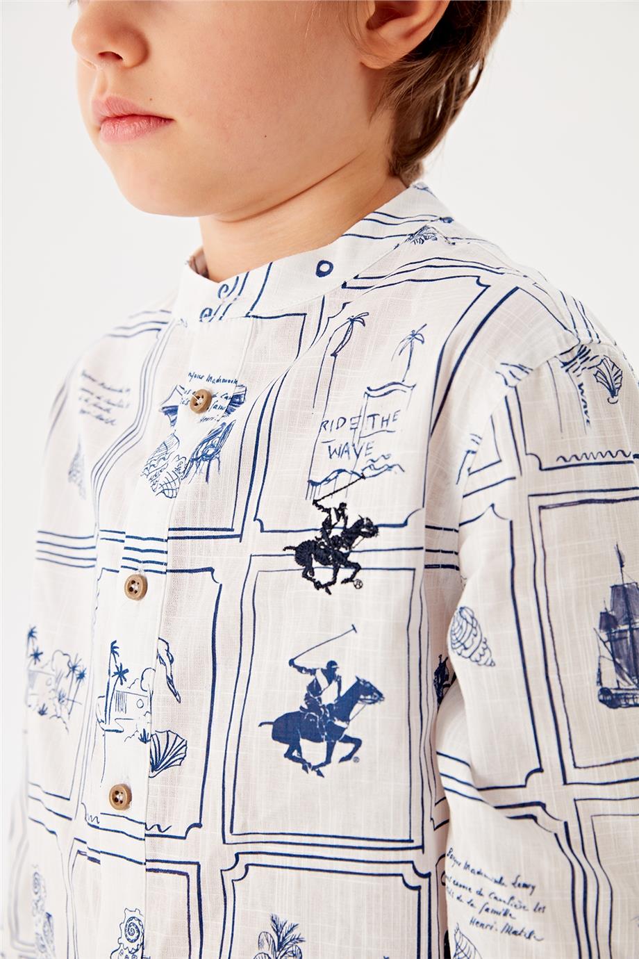 Beverly Hills Polo Club Erkek Çocuk Desenli Gömlek