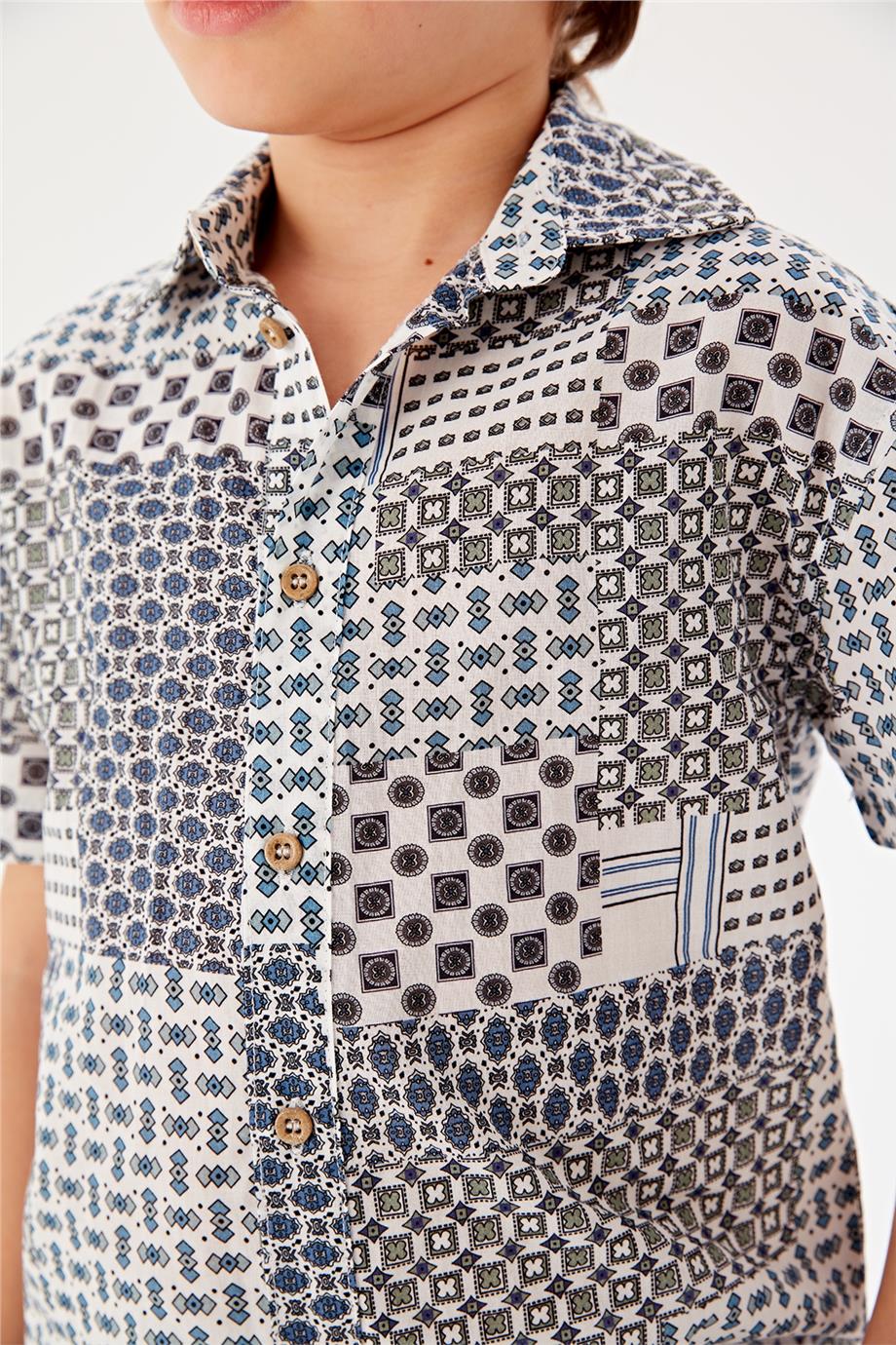 Beverly Hills Polo Club Erkek Çocuk Desenli Gömlek