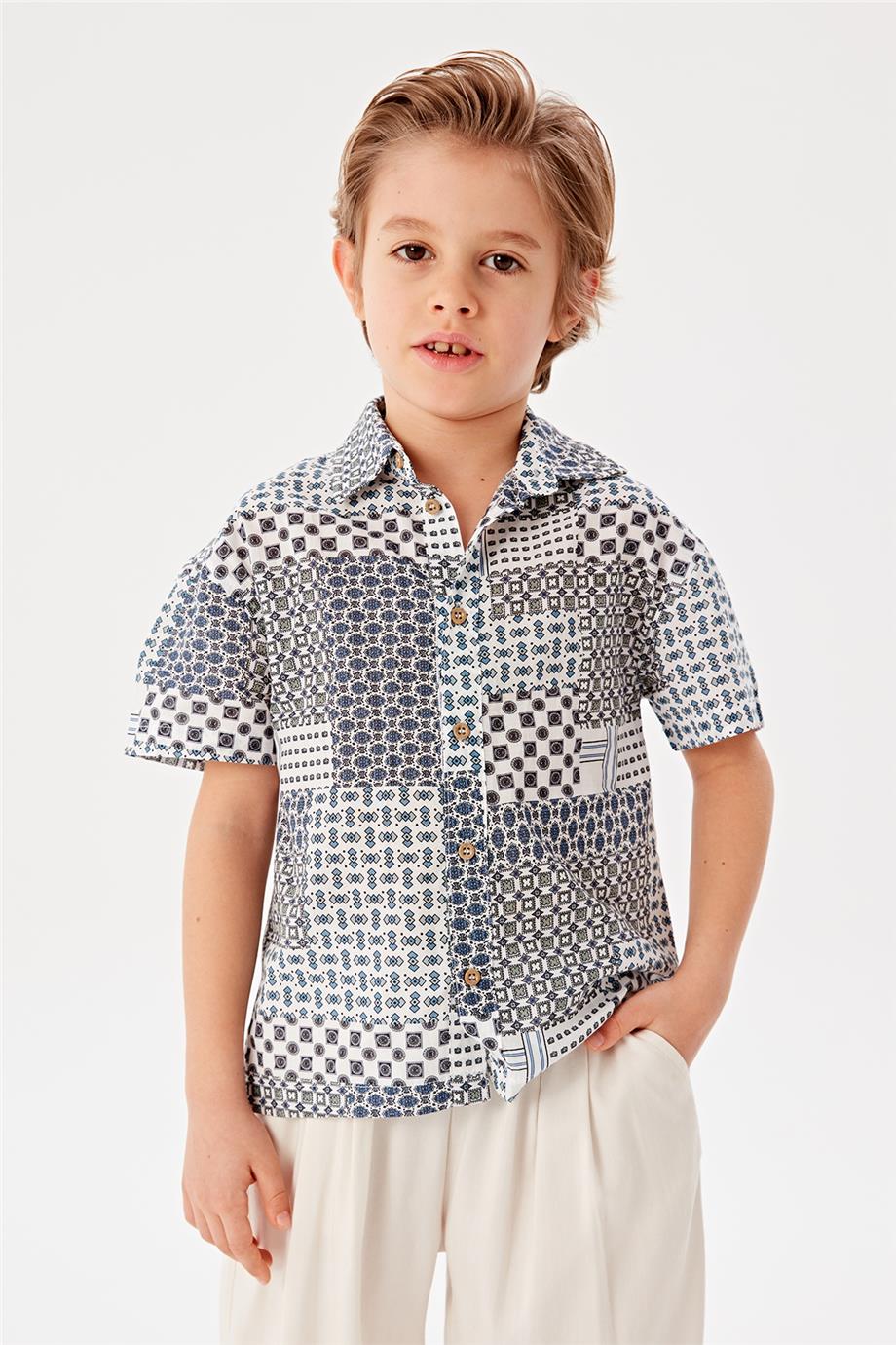 Beverly Hills Polo Club Erkek Çocuk Desenli Gömlek