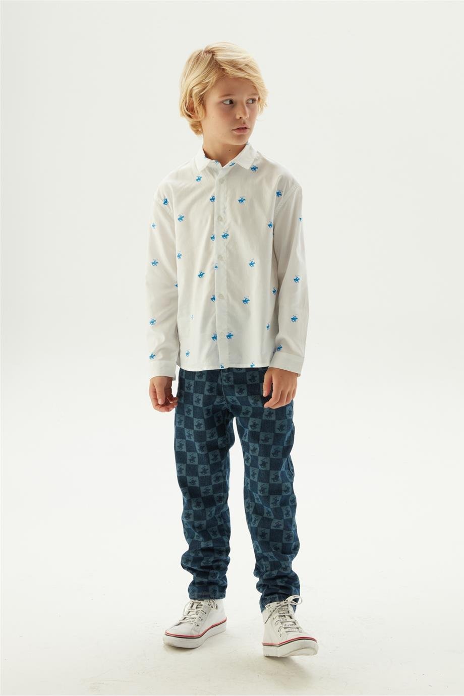 Beverly Hills Polo Club Erkek Çocuk Desenli Gömlek