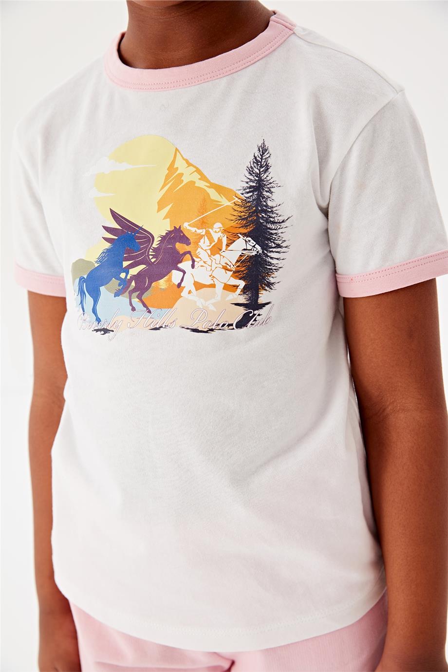 Beverly Hills Polo Club Kız Çocuk Beyaz T-Shirt