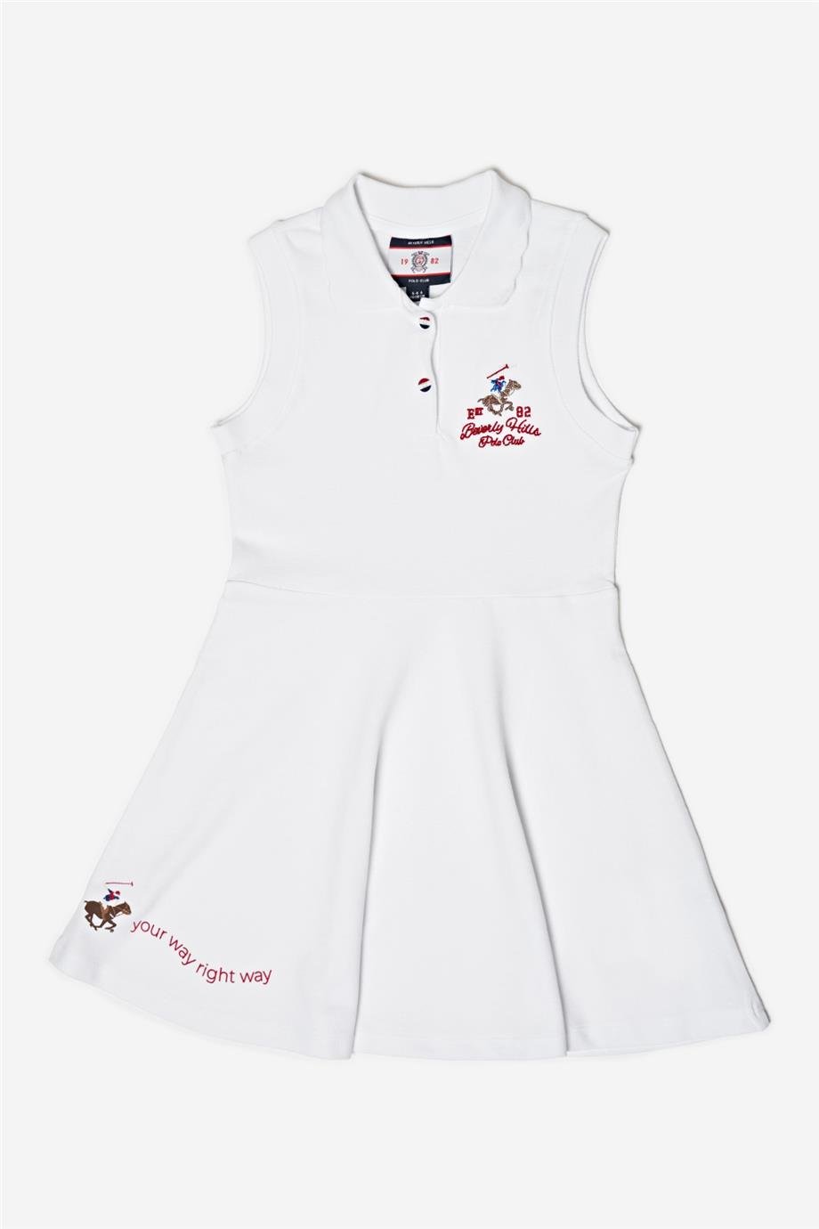 Beverly Hills Polo Club Kız Çocuk Beyaz Elbise